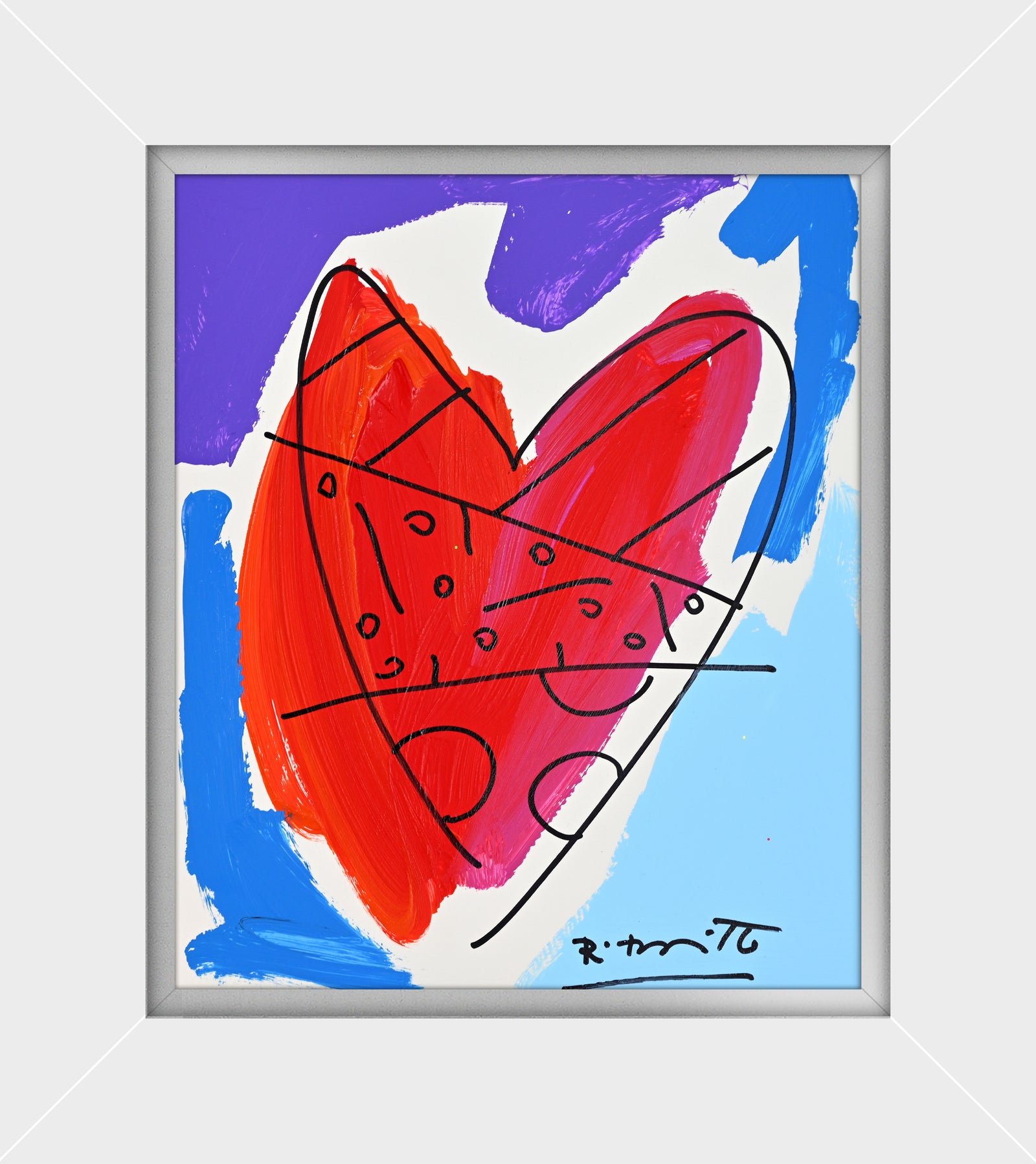 modern pop art thomas collection heart original drawing  vibrant home decor