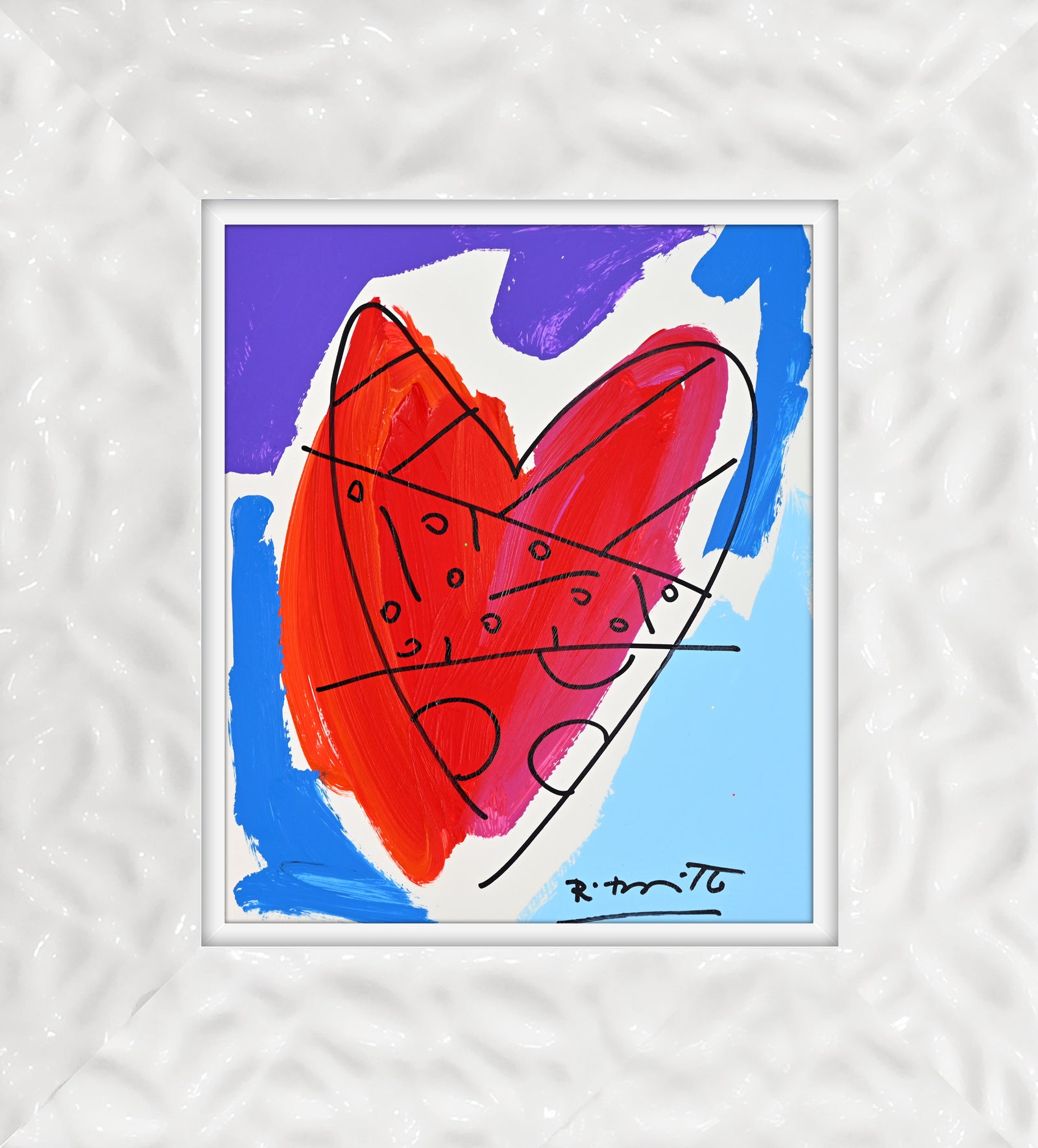 modern pop art thomas collection heart original drawing  vibrant home decor