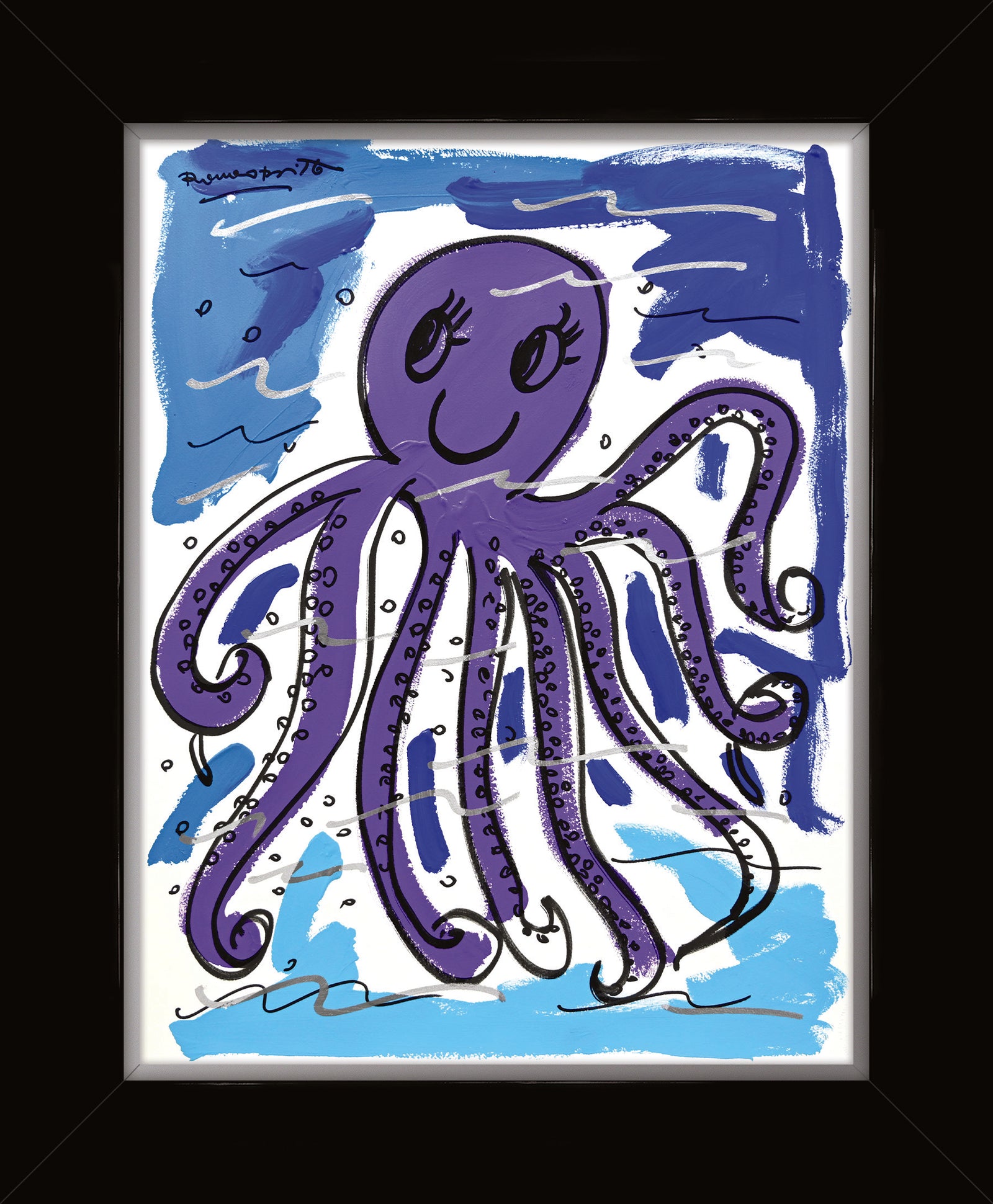 modern pop art thomas collection octopus original drawing  vibrant home decor