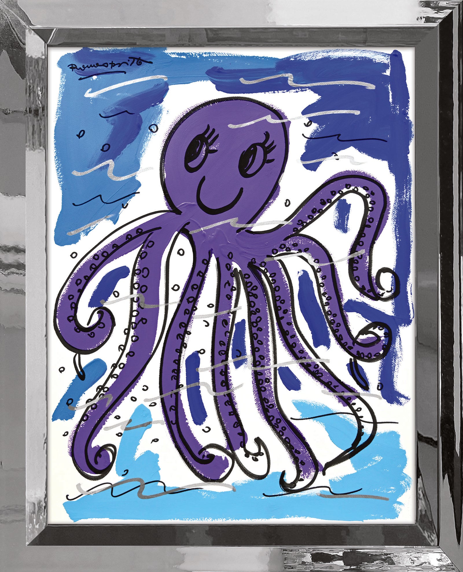 Romero Britto thomas collection octopus original drawing  contemporary pop art piece