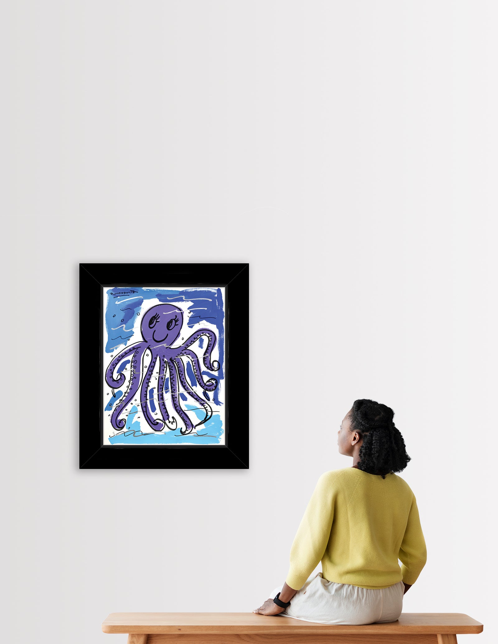 Romero Britto thomas collection octopus original drawing  contemporary pop art piece