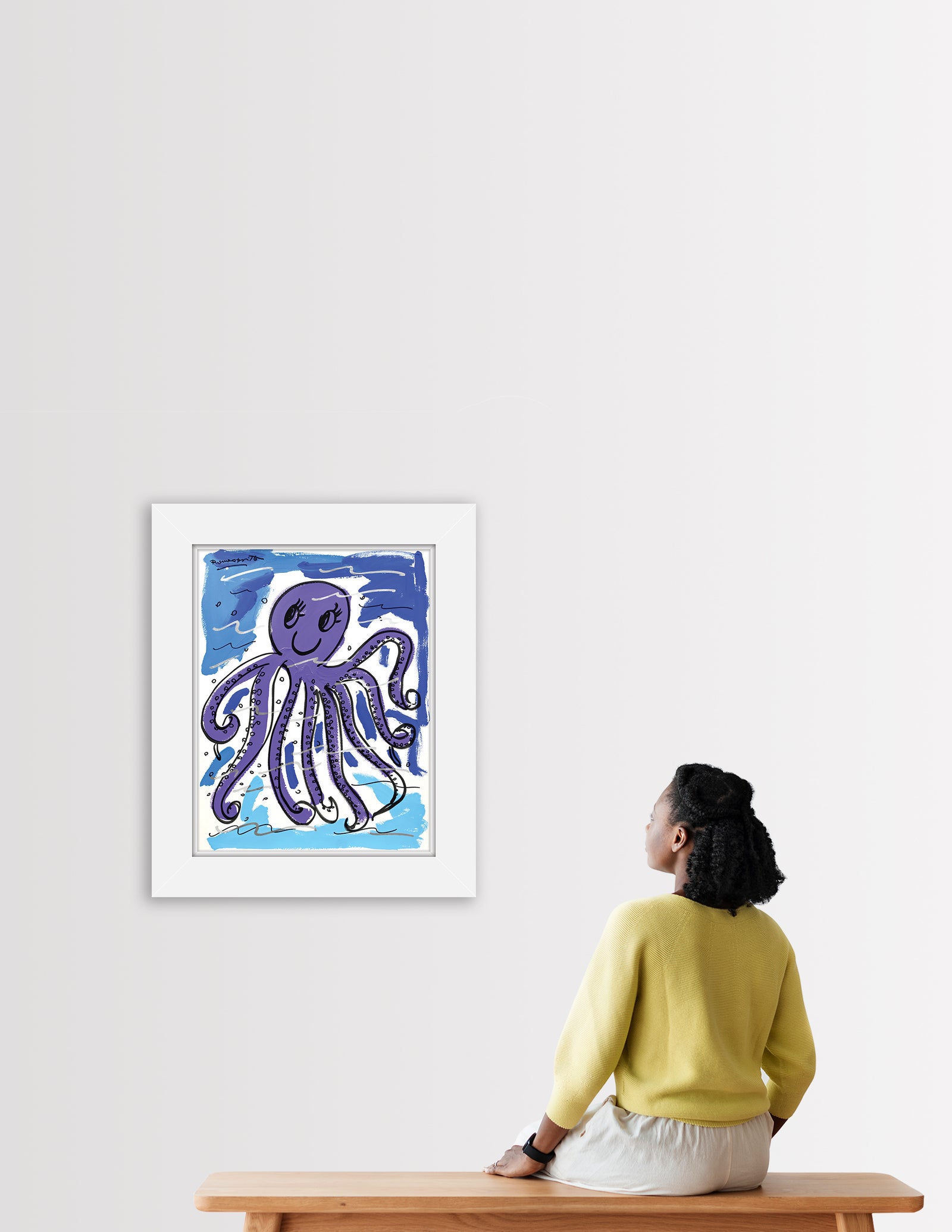 Romero Britto thomas collection octopus original drawing  contemporary pop art piece