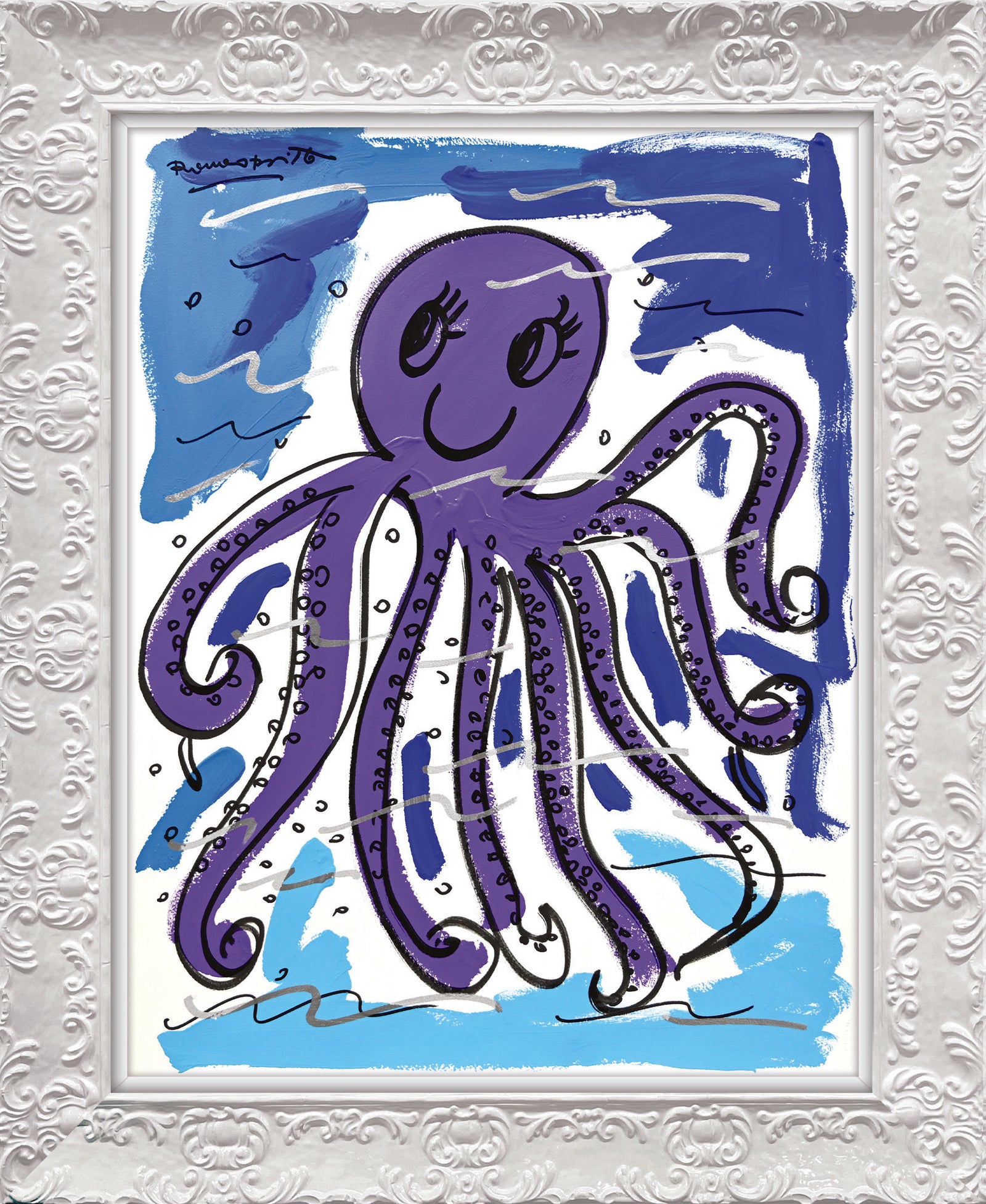 thomas collection octopus original drawing  artistic colorful design collectible
