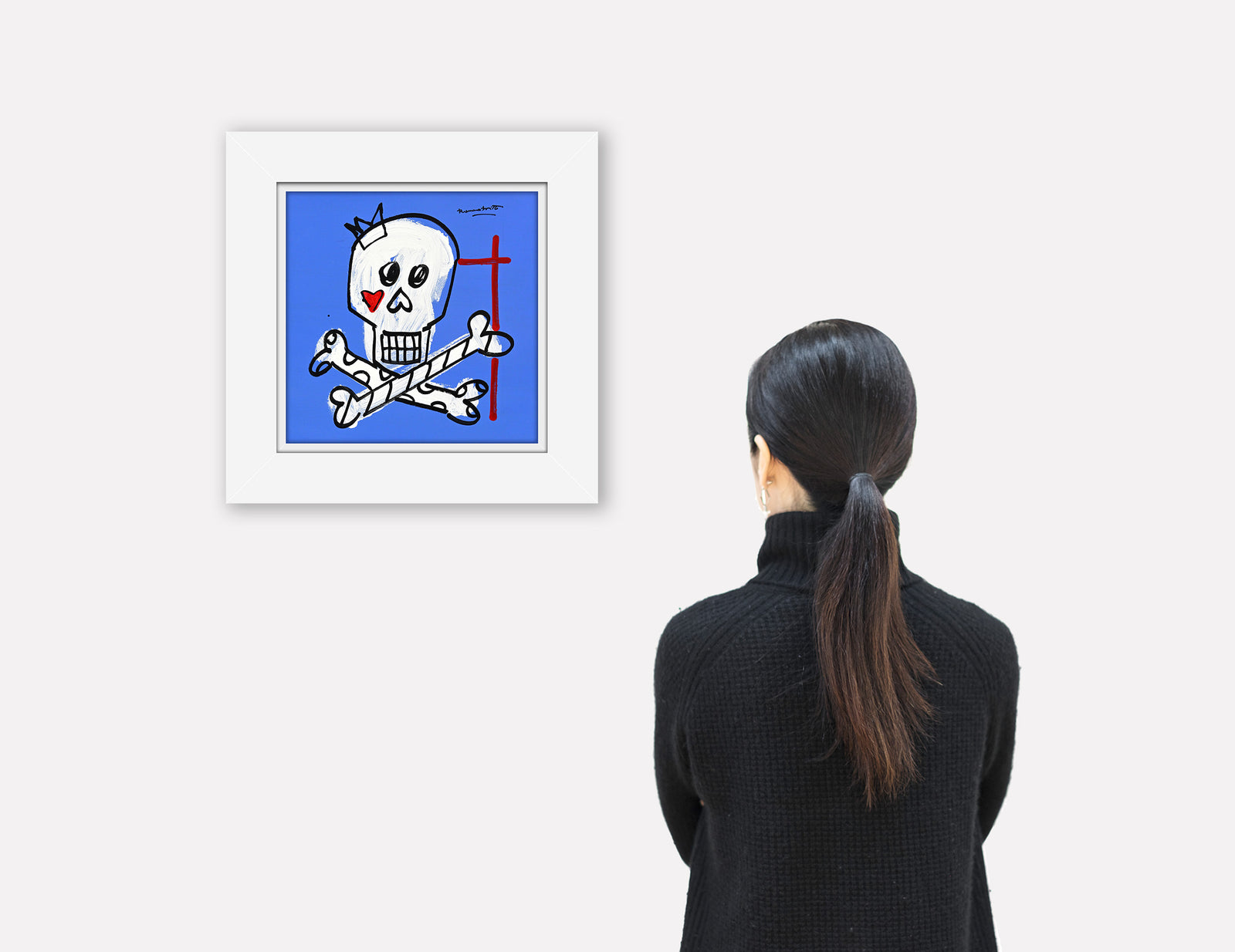 brushstroke skull original drawing  artistic colorful design collectible