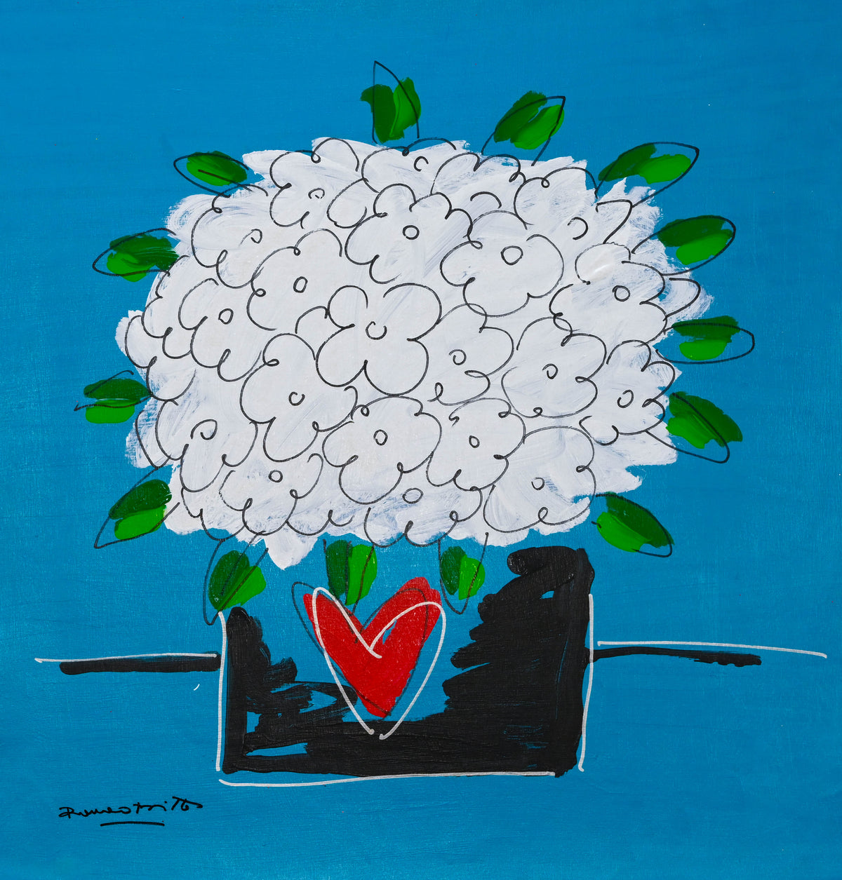 Romero Britto all the flowers just for  colorful pop art design
