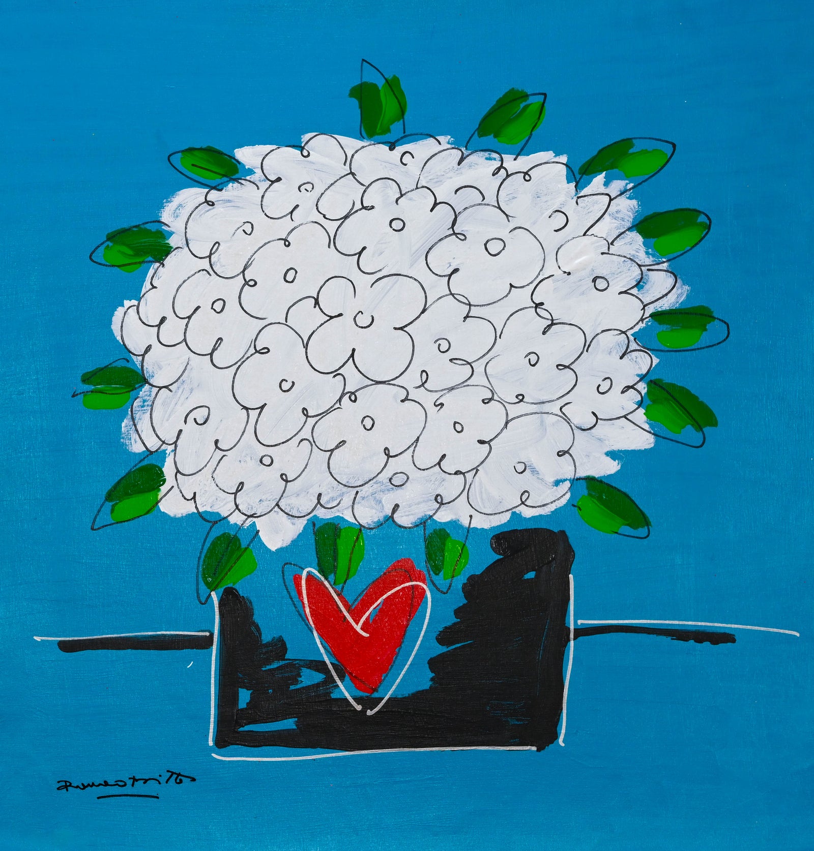Romero Britto all the flowers just for  colorful pop art design