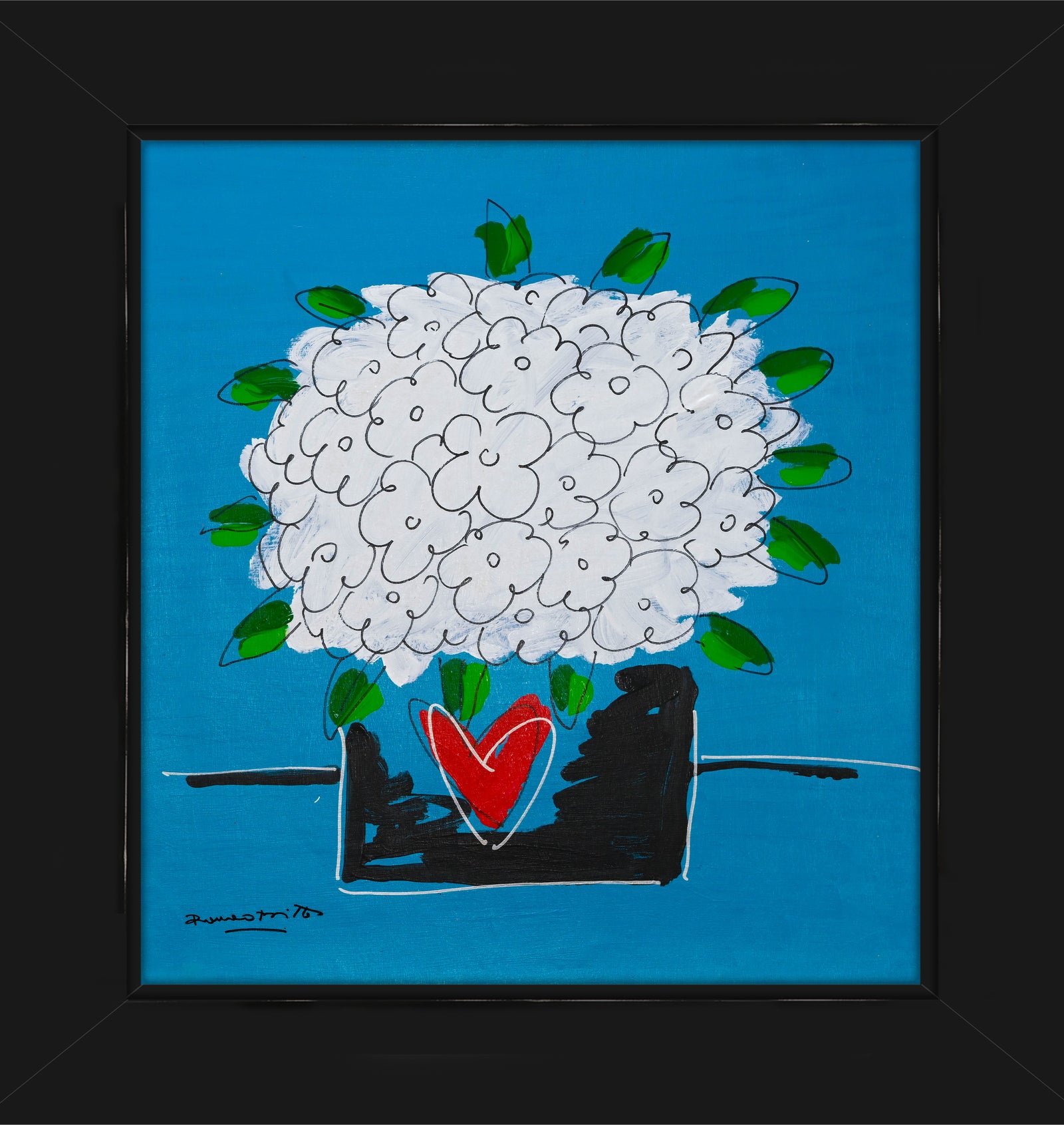 Romero Britto all the flowers just for  colorful pop art design