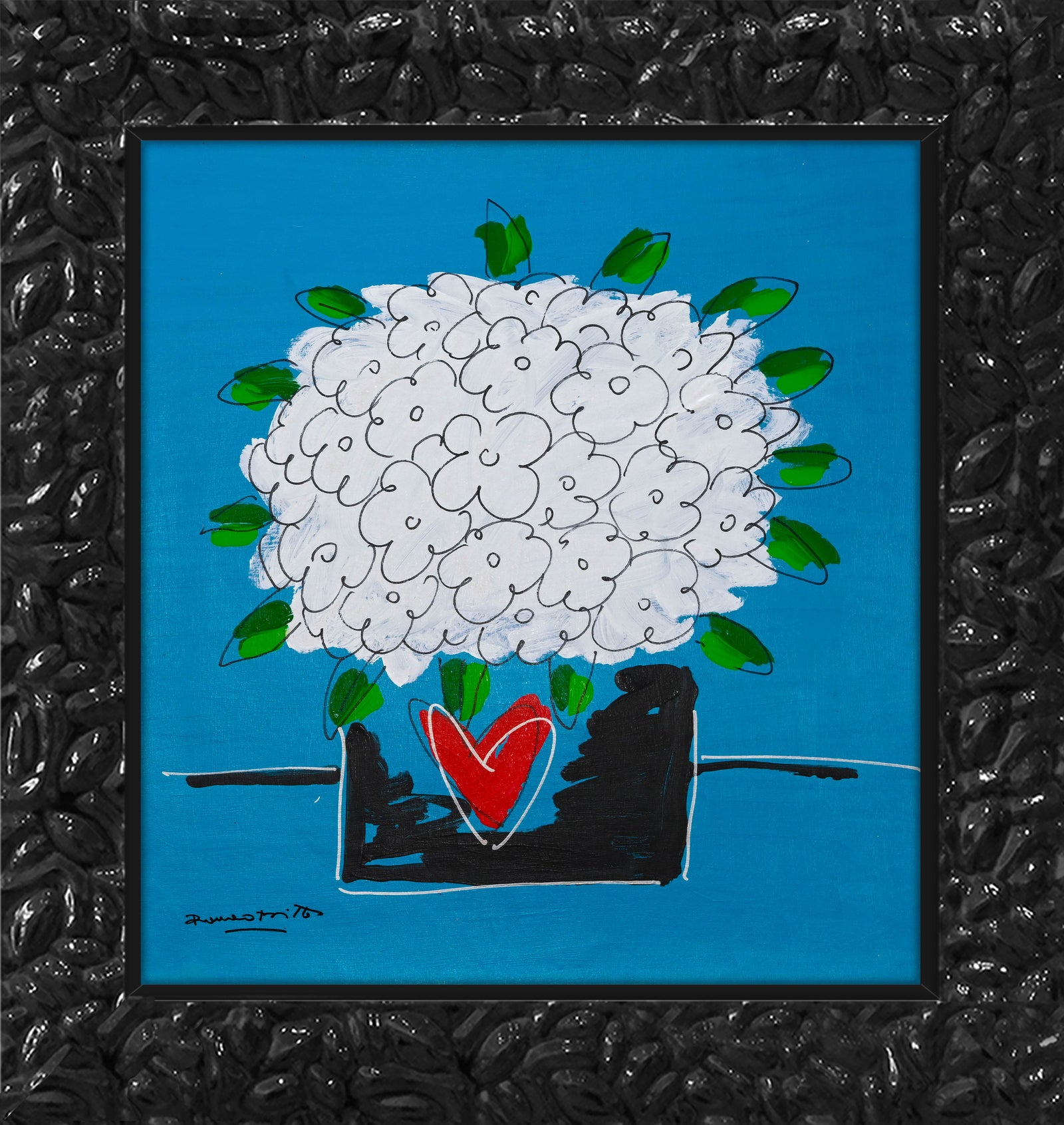 Romero Britto all the flowers just for  contemporary pop art piece
