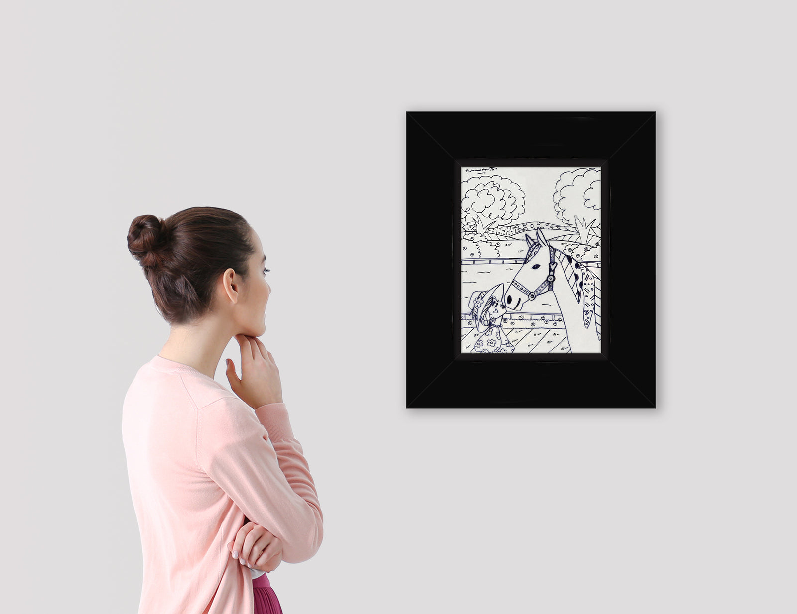 modern pop art derby love original drawing  vibrant home decor