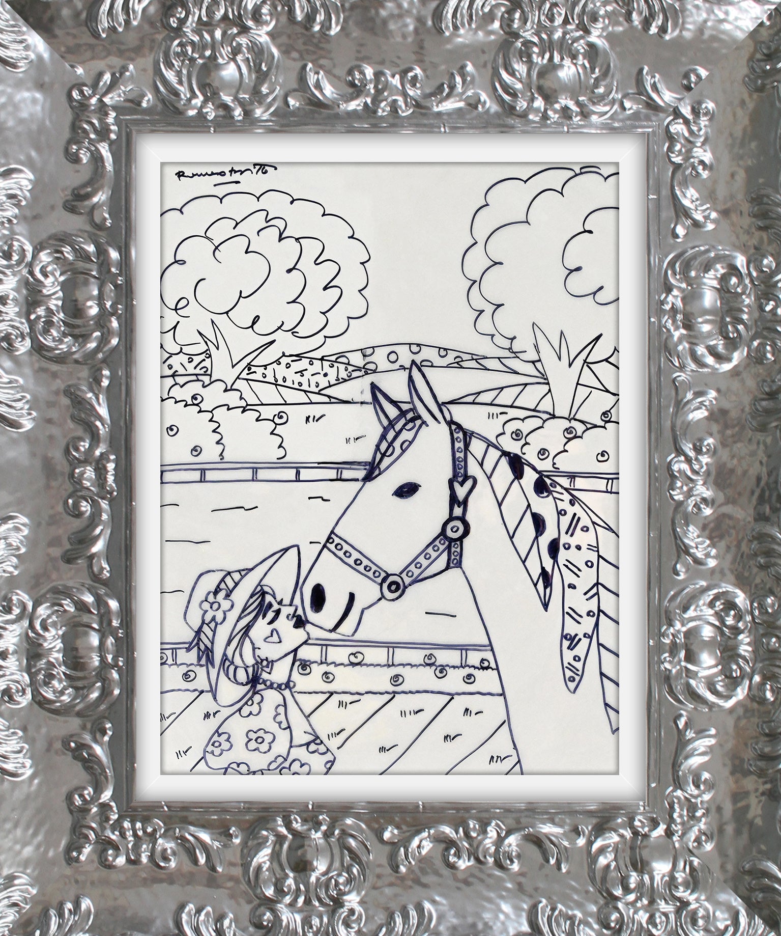 derby love original drawing  colorful decorative collectible gift idea