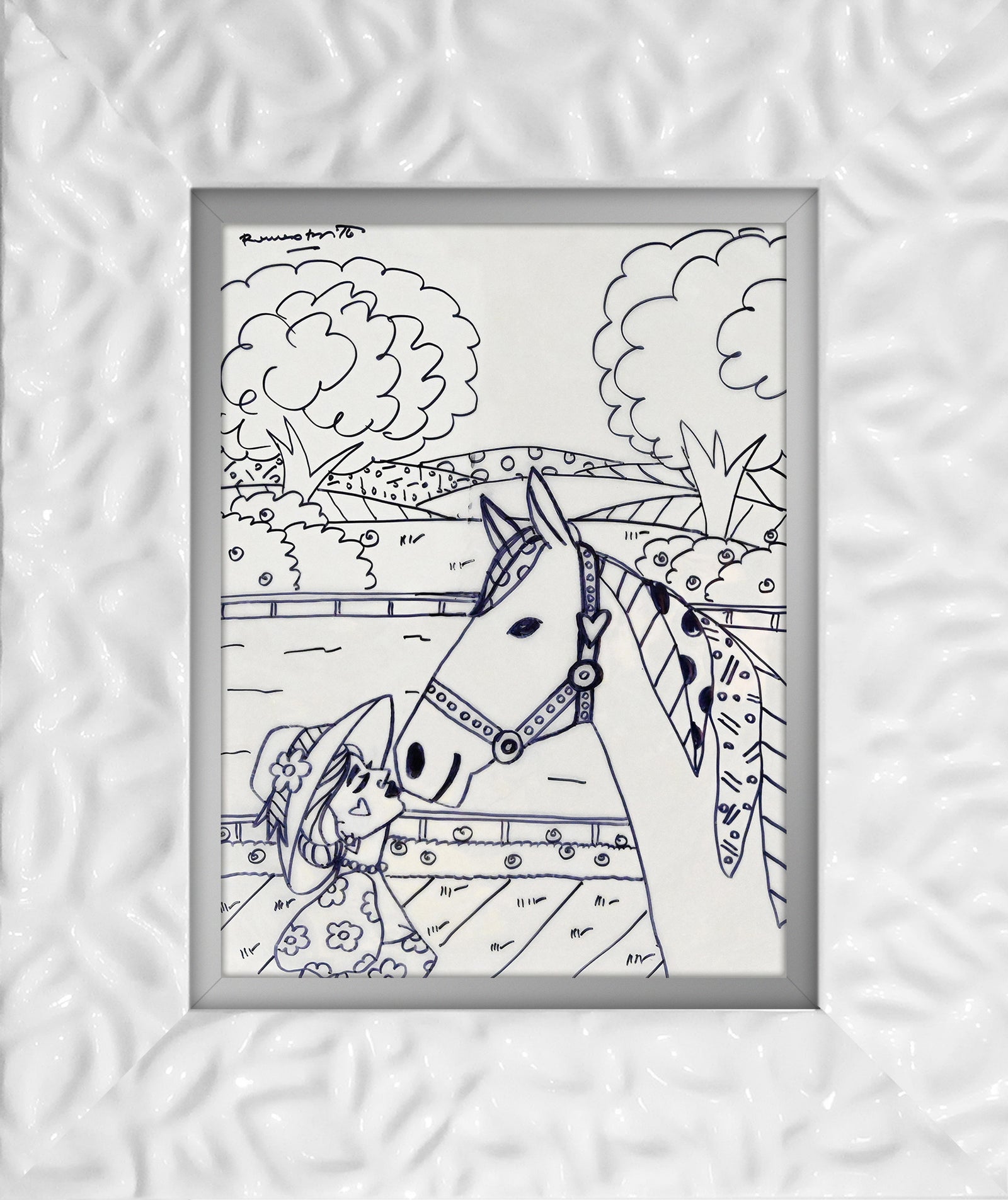 derby love original drawing  colorful decorative collectible gift idea
