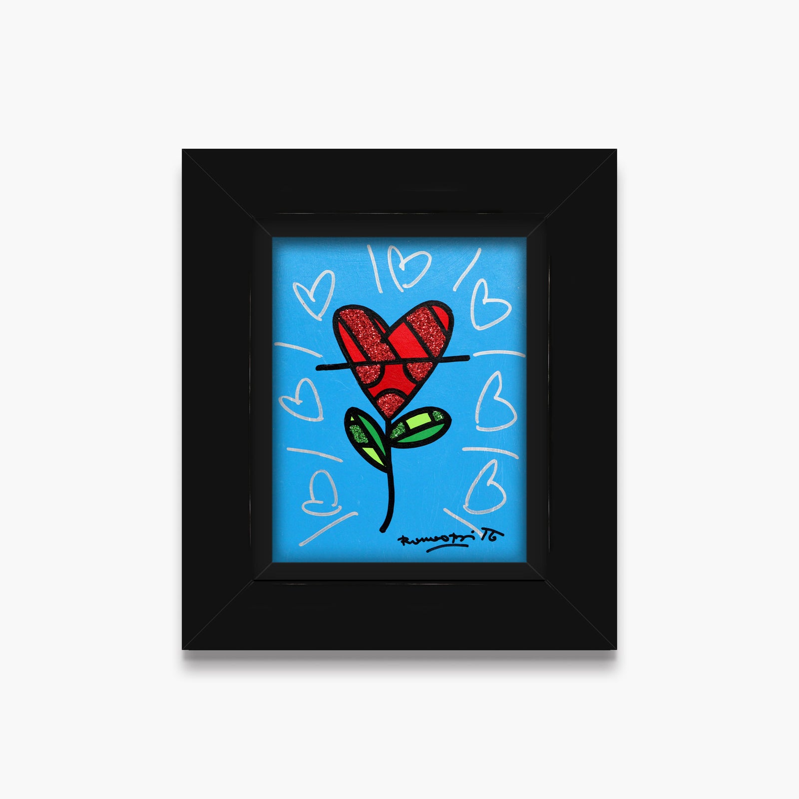 Cyan Heart Flower -  Original Painting