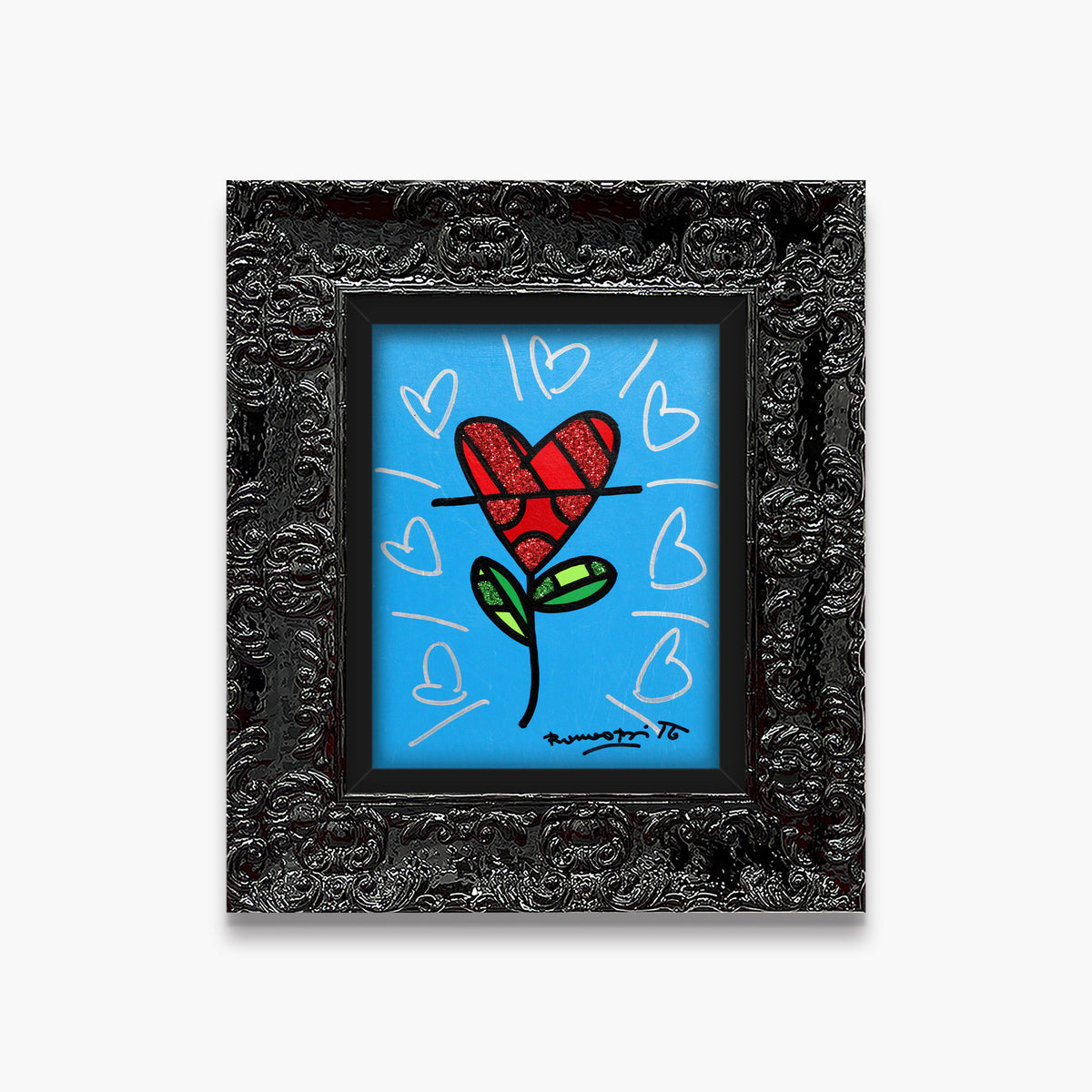 Cyan Heart Flower -  Original Painting