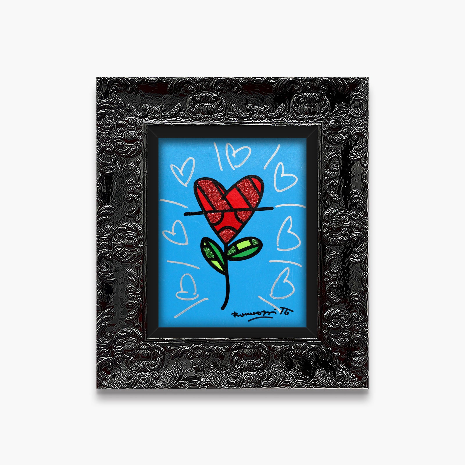 Cyan Heart Flower -  Original Painting
