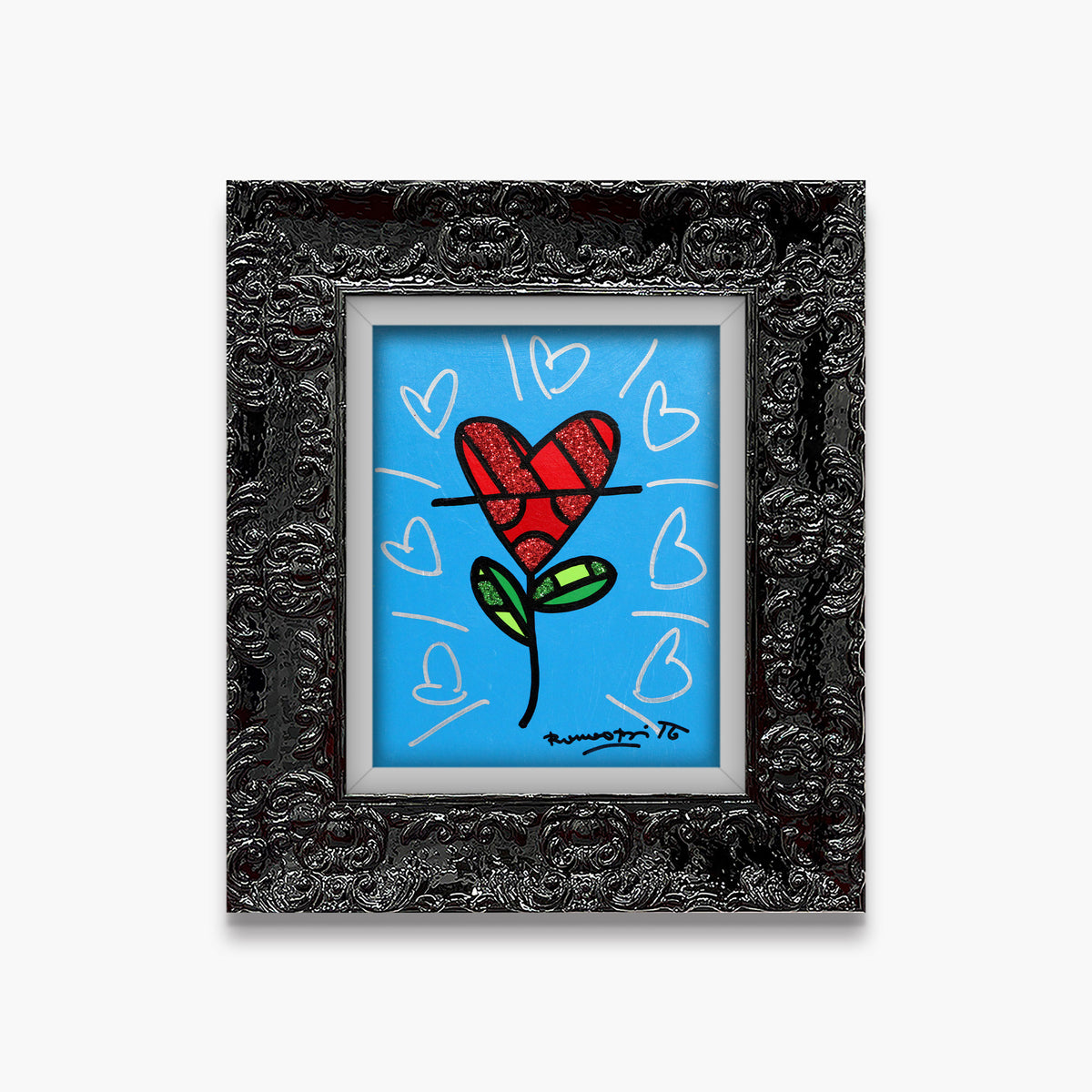 Cyan Heart Flower -  Original Painting
