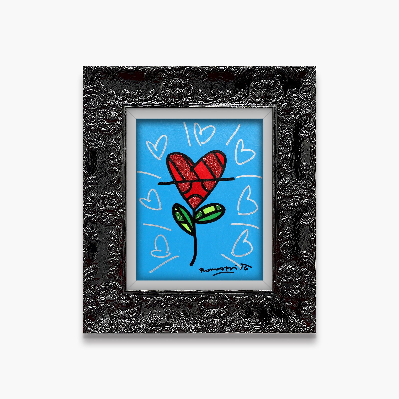 Cyan Heart Flower -  Original Painting