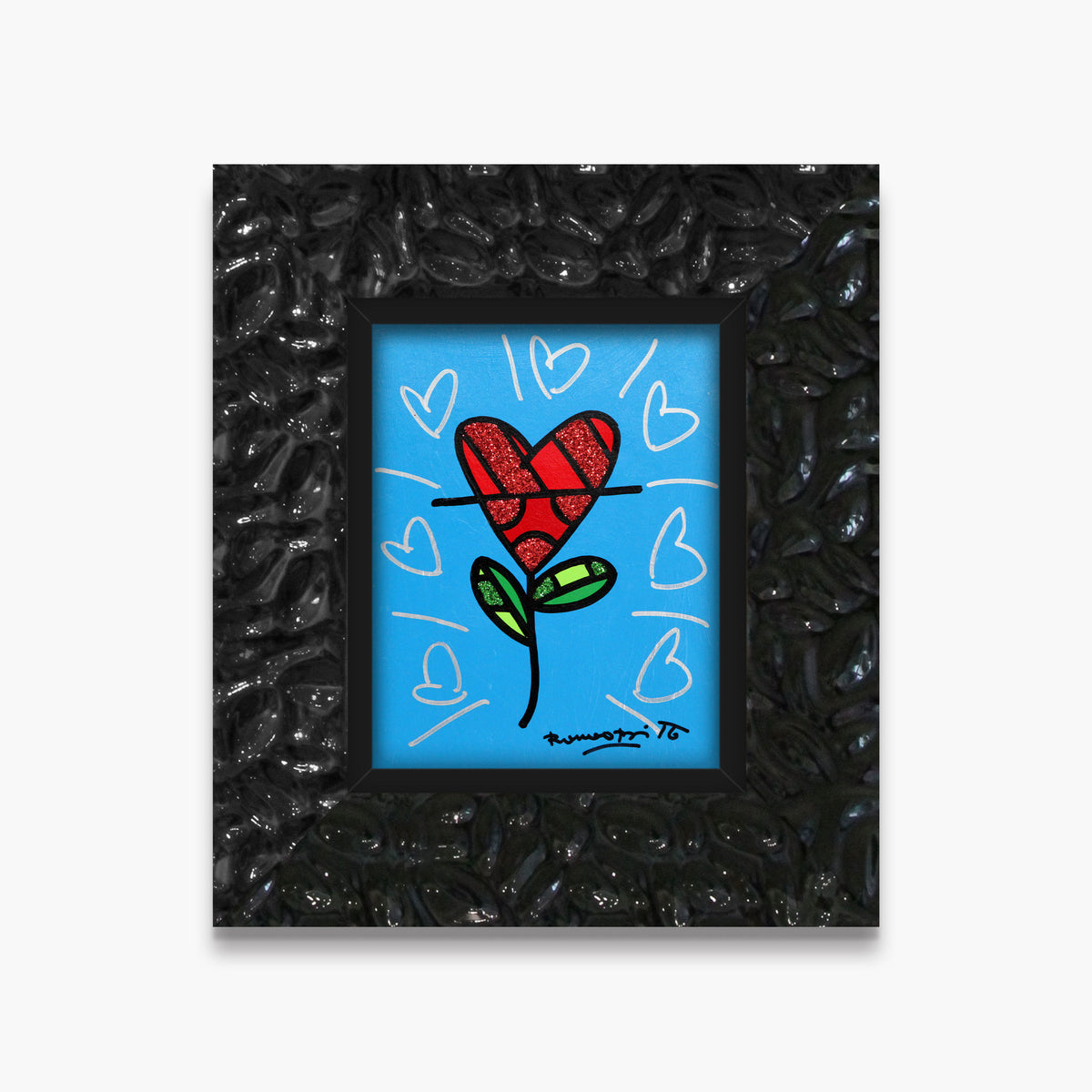 Cyan Heart Flower -  Original Painting