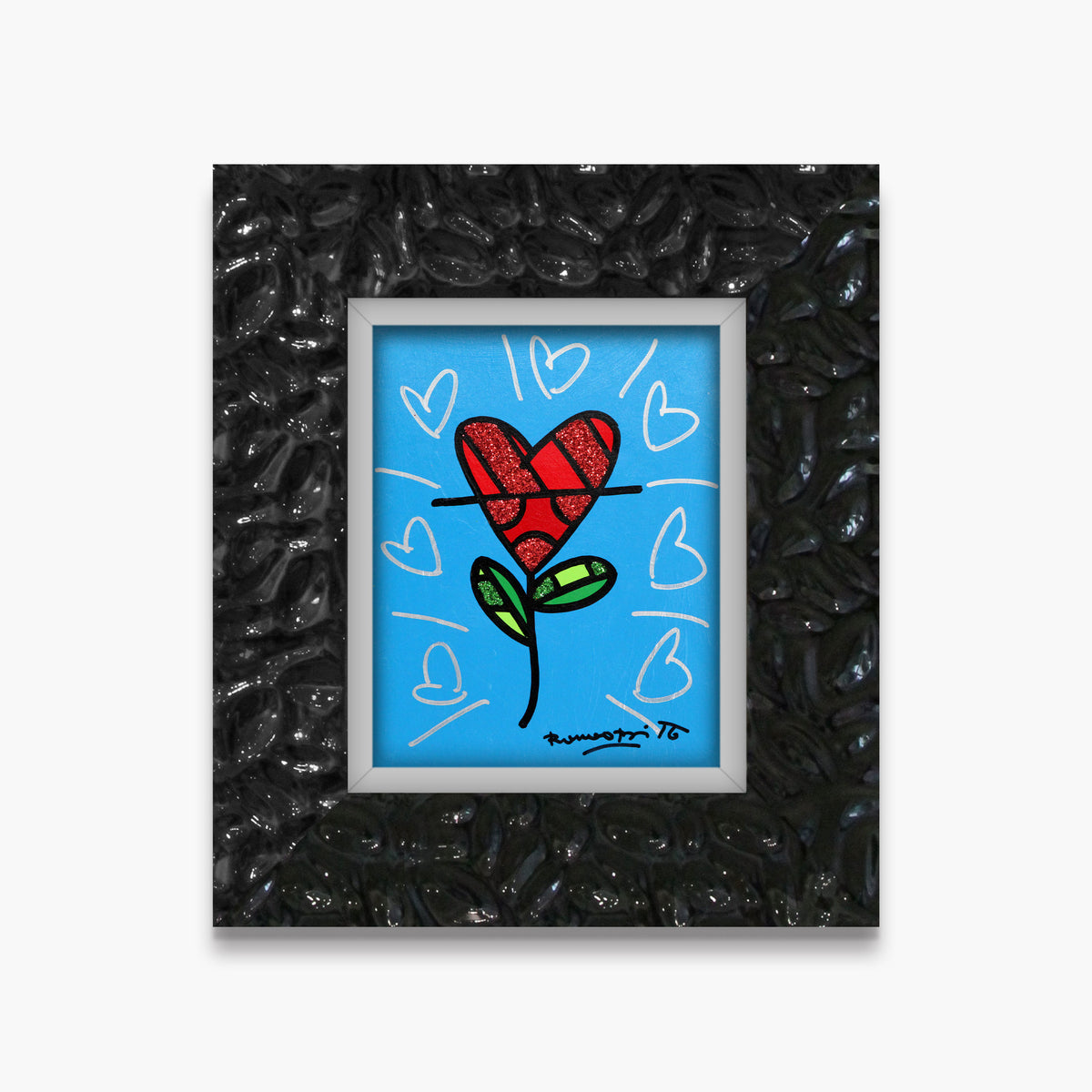 Cyan Heart Flower -  Original Painting