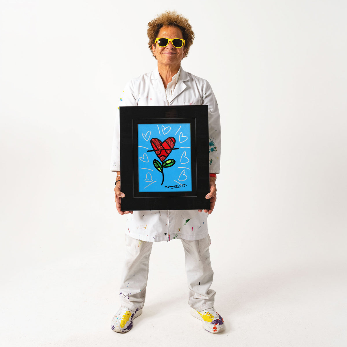 Cyan Heart Flower -  Original Painting