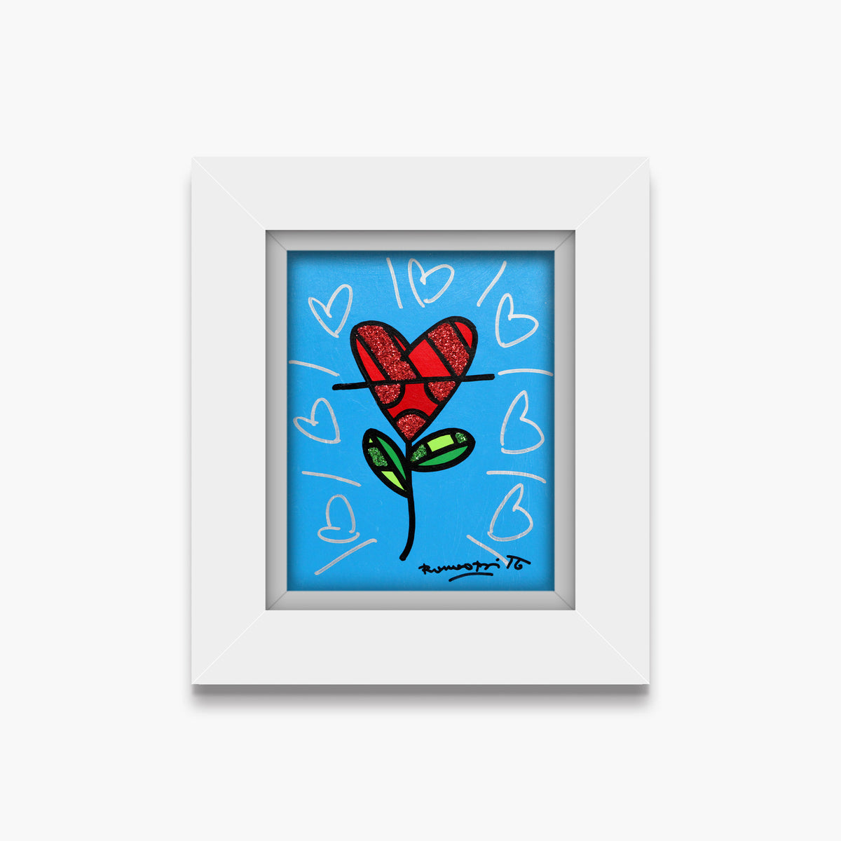 Cyan Heart Flower -  Original Painting