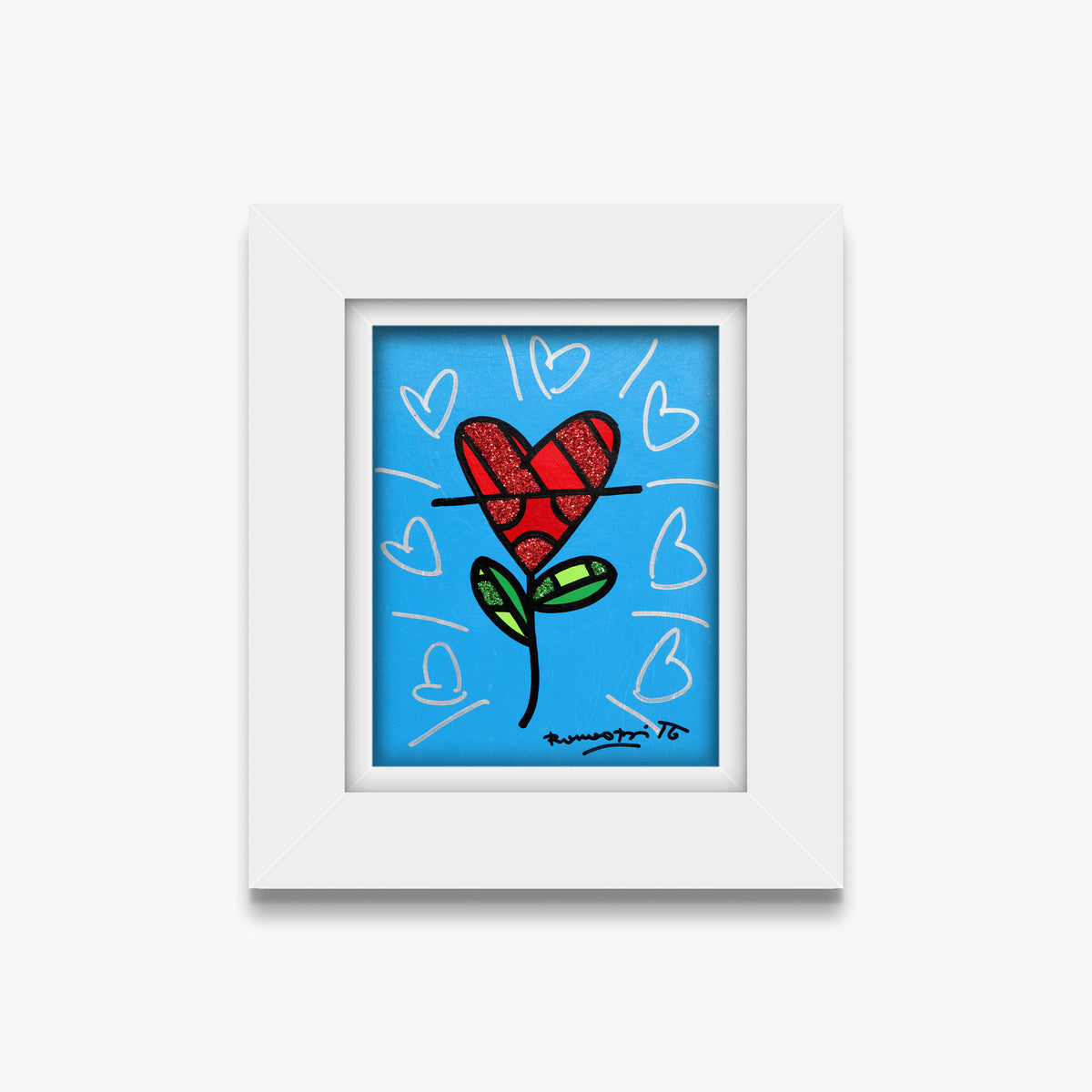 Cyan Heart Flower -  Original Painting