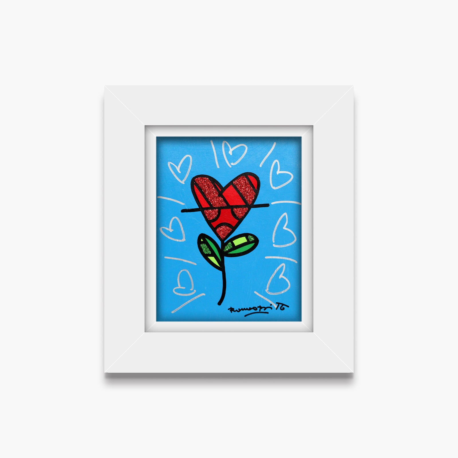Cyan Heart Flower -  Original Painting