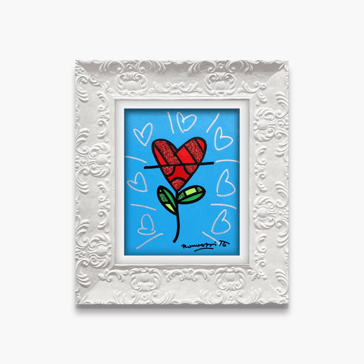 Cyan Heart Flower -  Original Painting