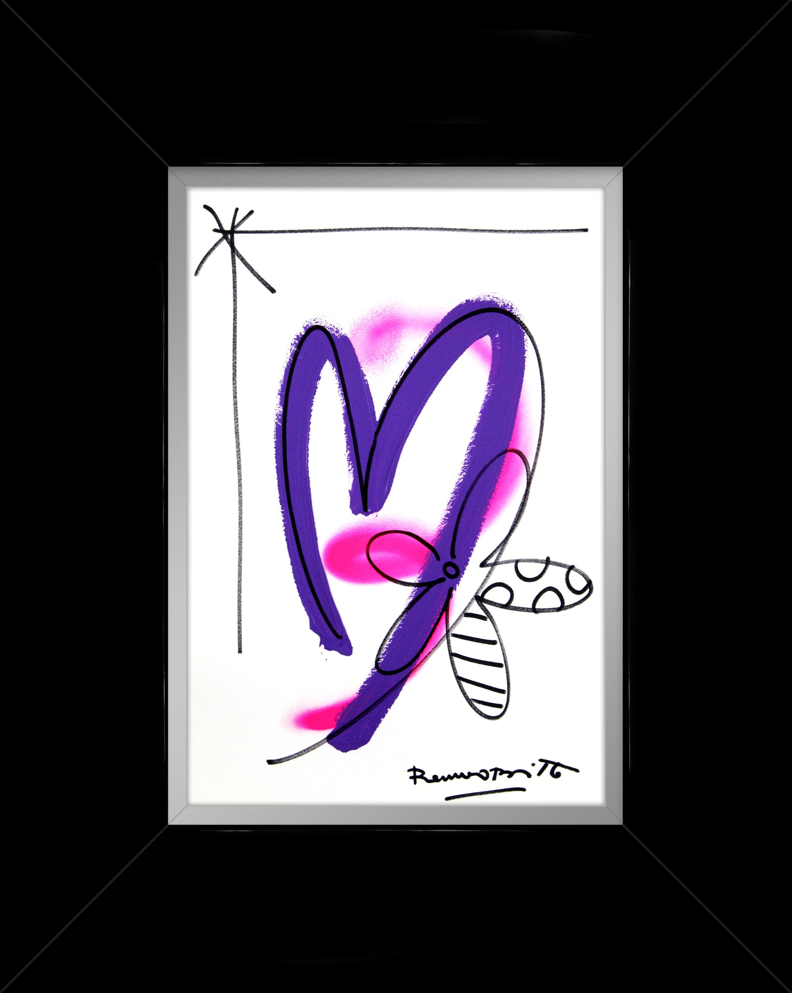 Romero Britto evolution original drawing  contemporary pop art piece
