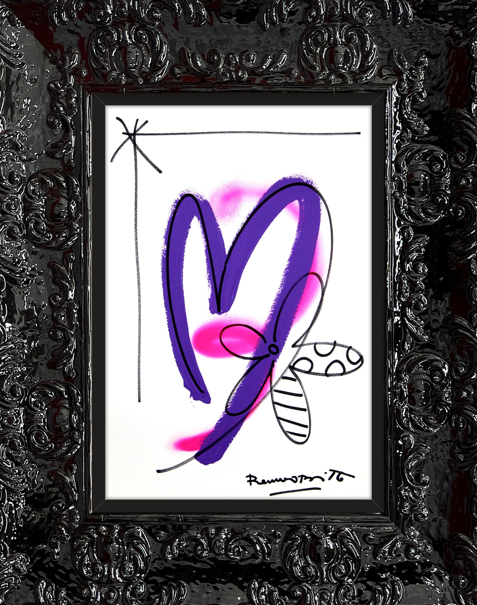 Romero Britto evolution original drawing  colorful pop art design