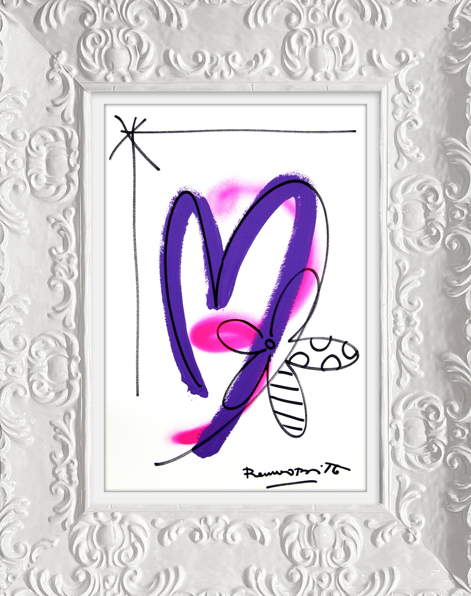 Romero Britto evolution original drawing  colorful pop art design