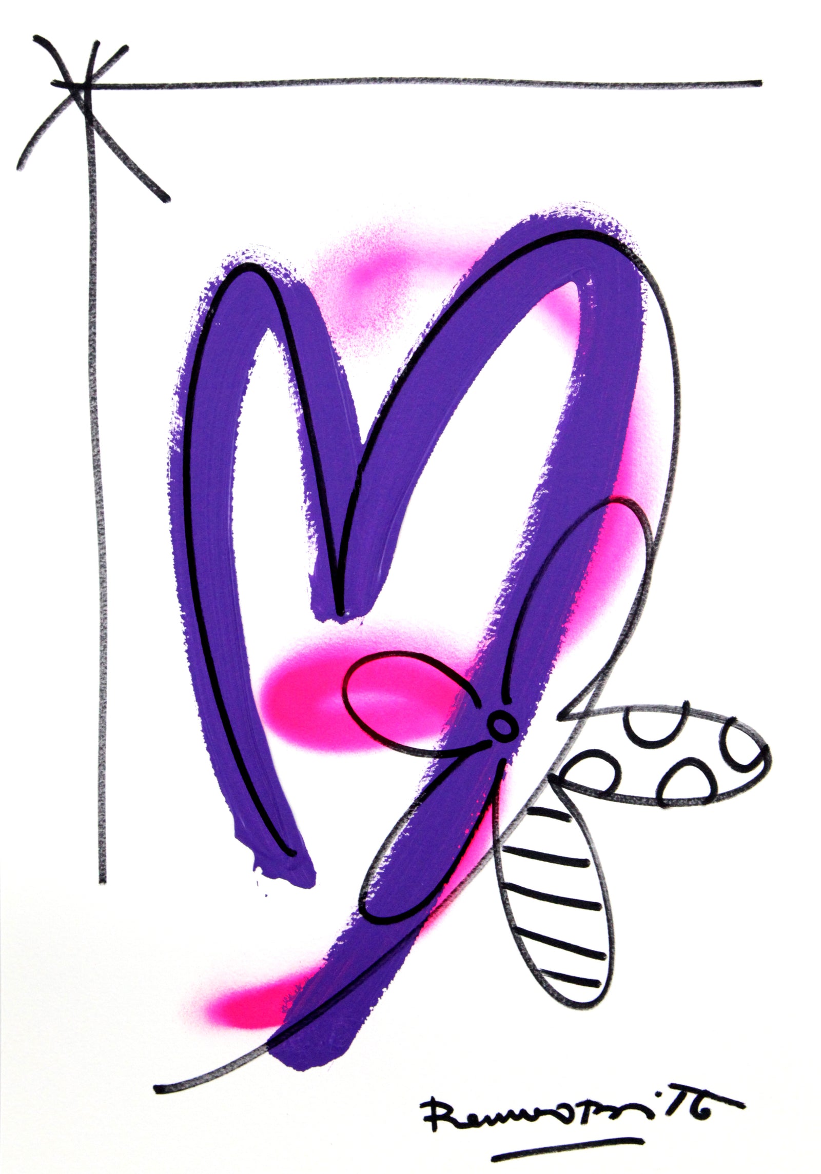 Romero Britto evolution original drawing  colorful pop art design