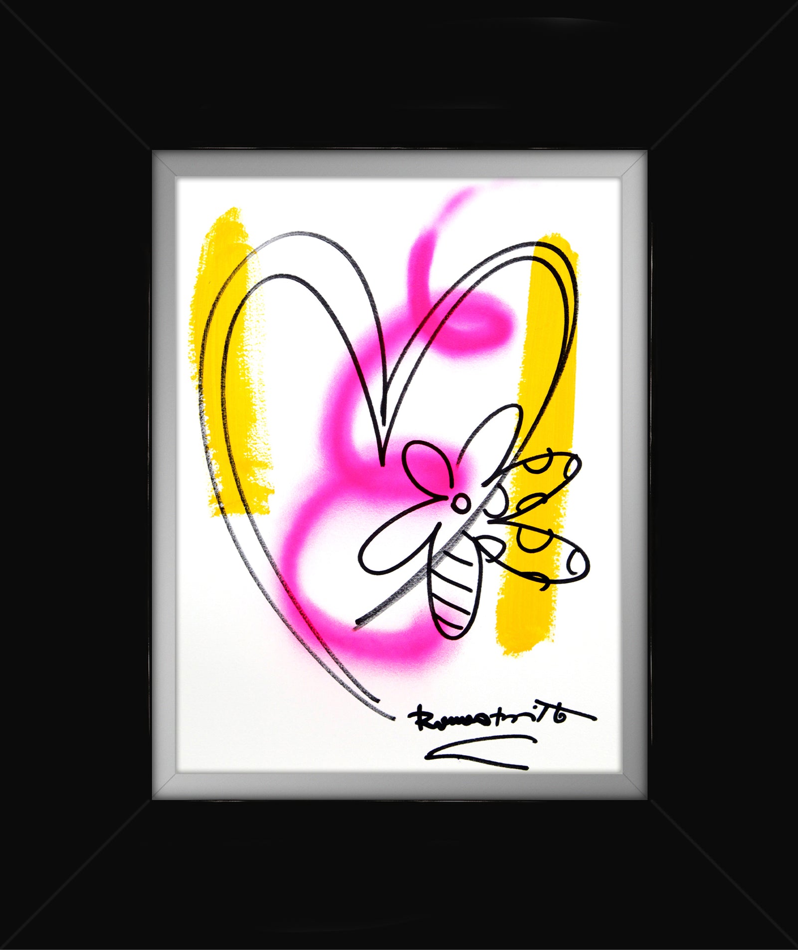 Romero Britto evolution original drawing  colorful pop art design