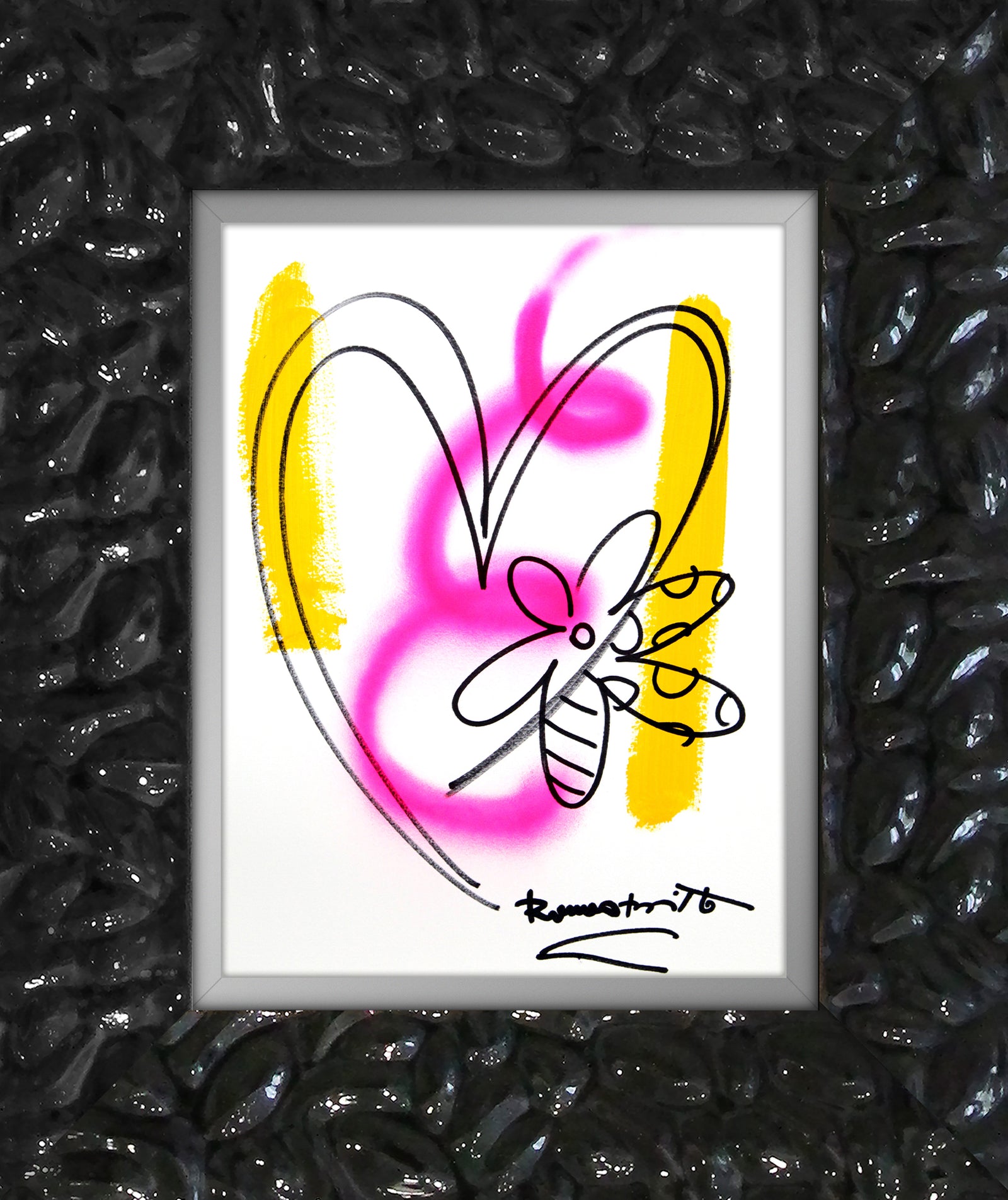 Romero Britto evolution original drawing  contemporary pop art piece