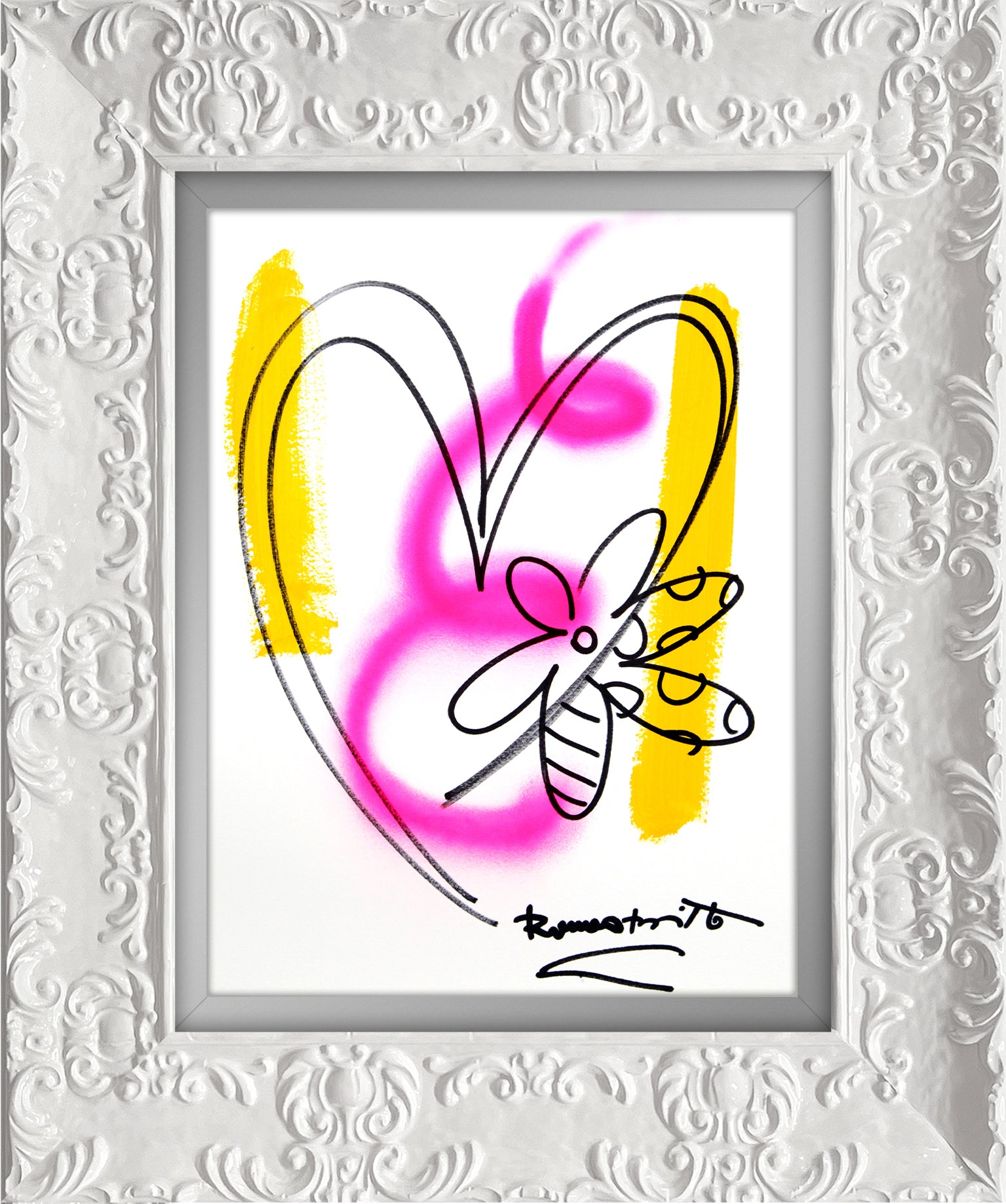 Romero Britto evolution original drawing  colorful pop art design