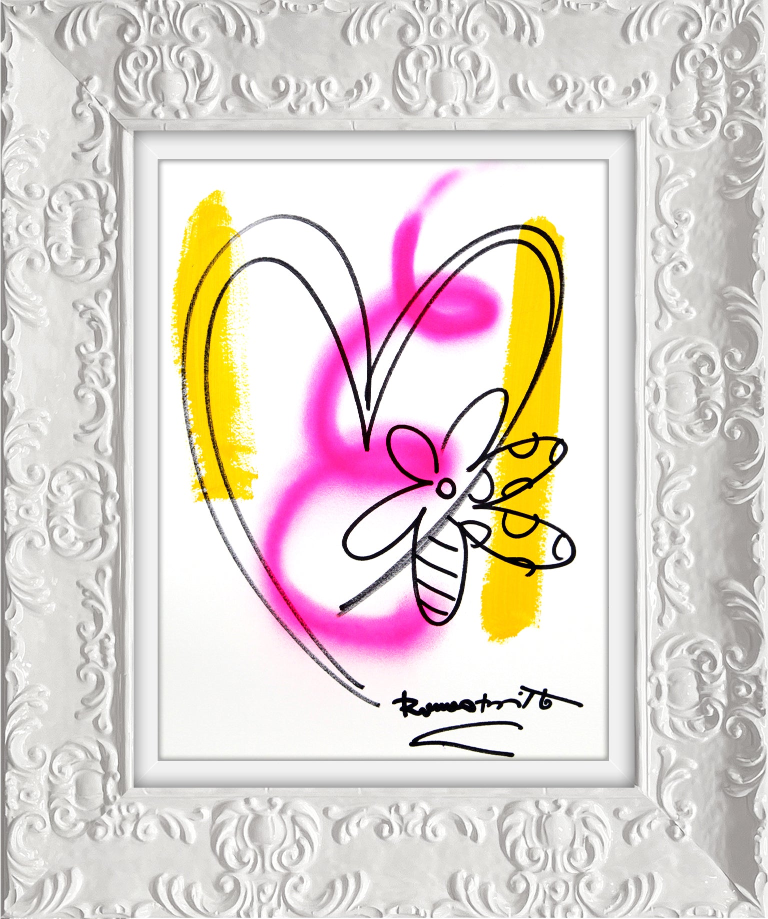 Romero Britto evolution original drawing  colorful pop art design