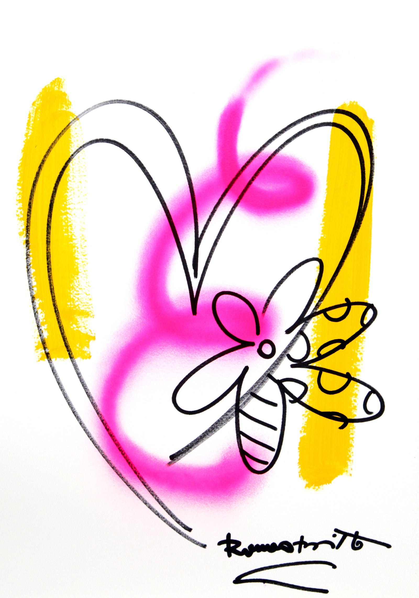 Romero Britto evolution original drawing  colorful pop art design
