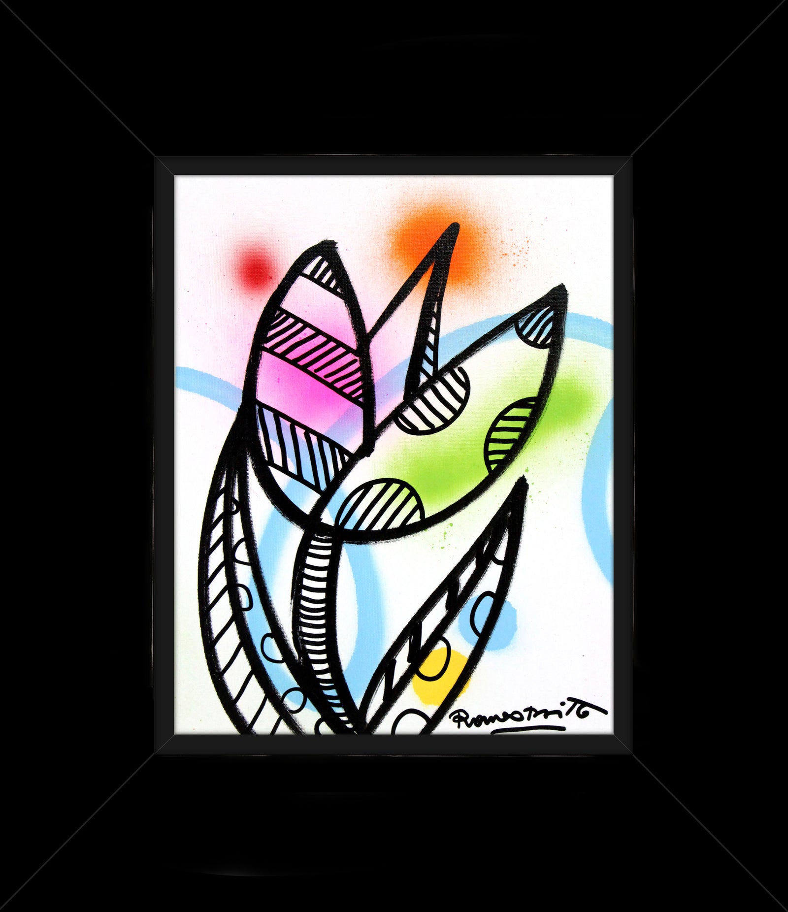 Romero Britto evolution original drawing  contemporary pop art piece