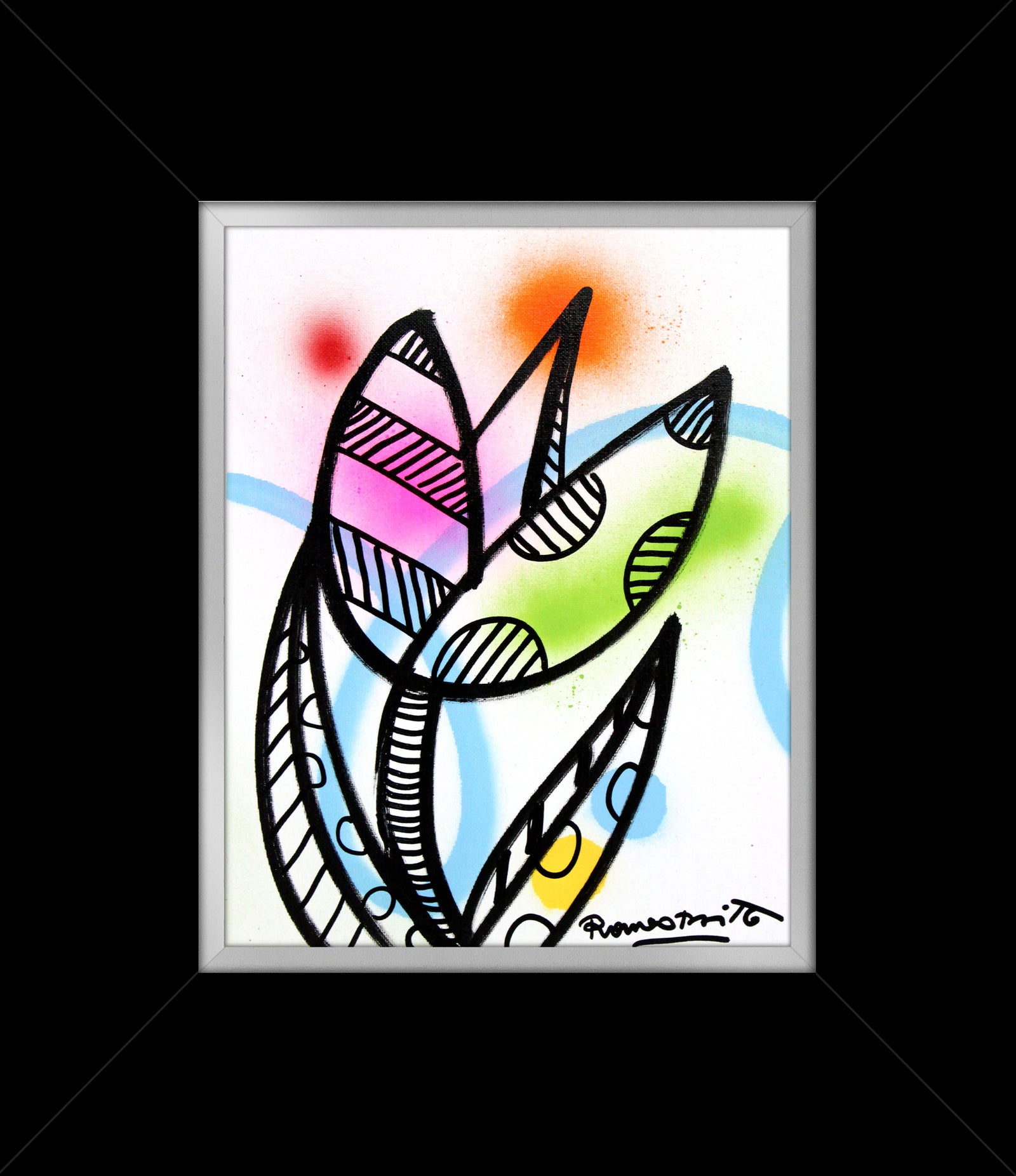Romero Britto evolution original drawing  colorful pop art design