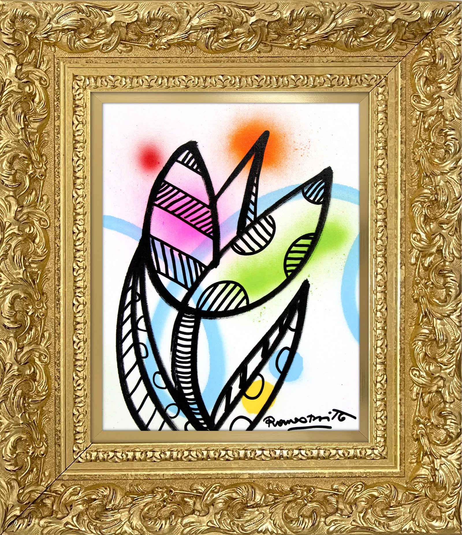 Romero Britto evolution original drawing  colorful pop art design