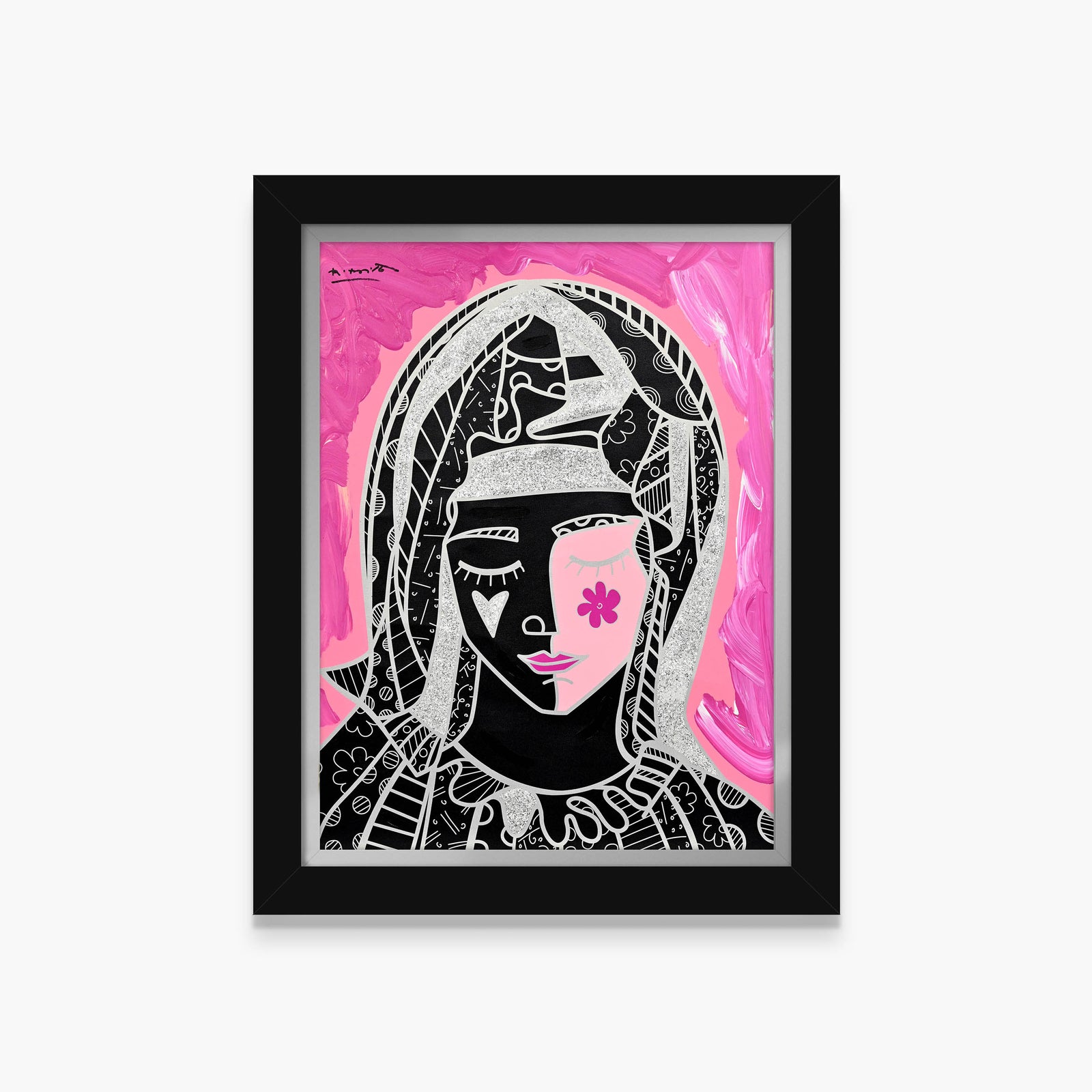 Mother In Pink Silver - Mixed Media Original