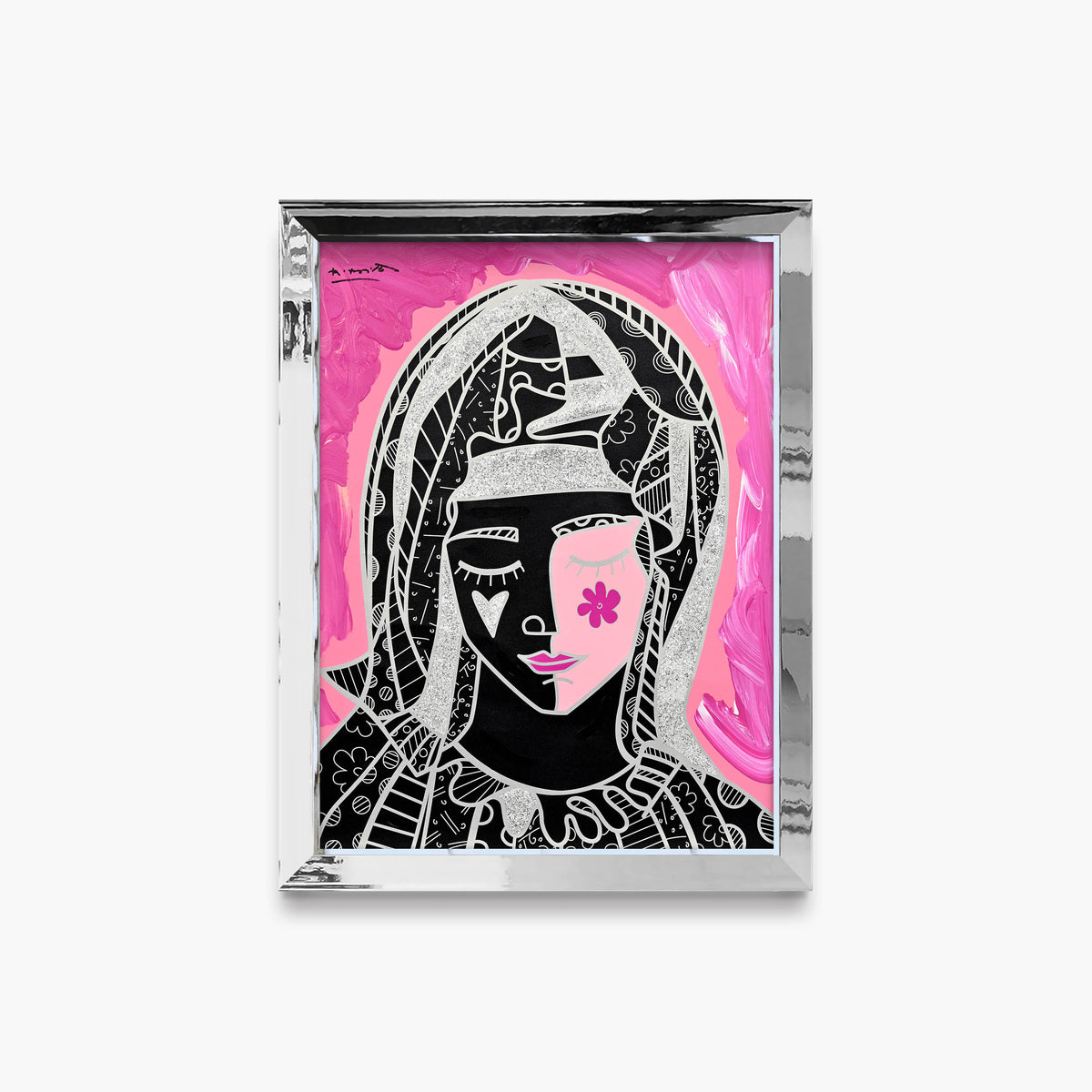 Mother In Pink Silver - Mixed Media Original