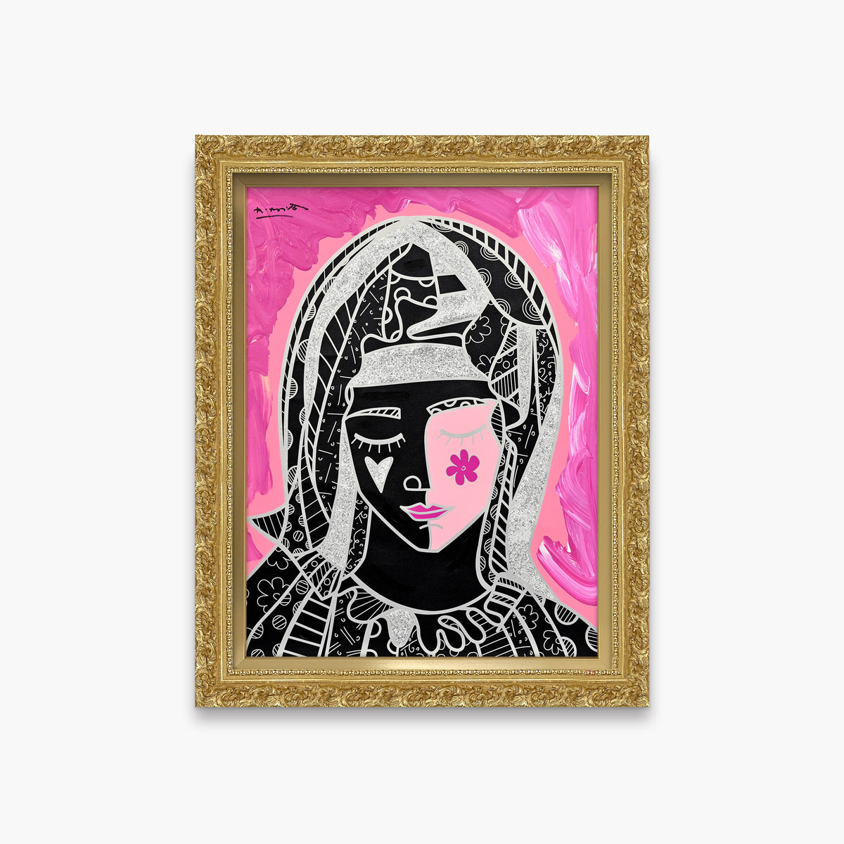 Mother In Pink Silver - Mixed Media Original