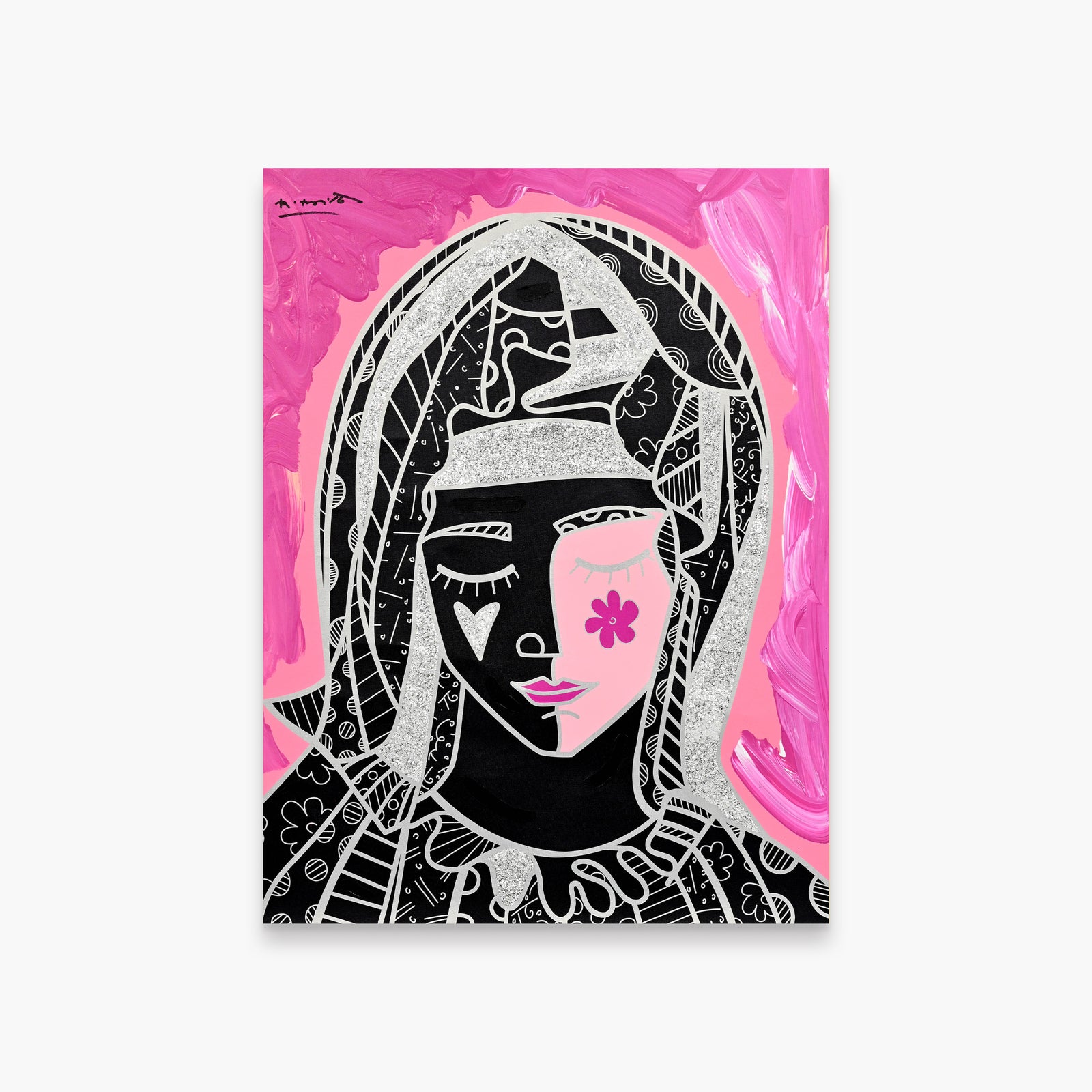 Mother In Pink Silver - Mixed Media Original
