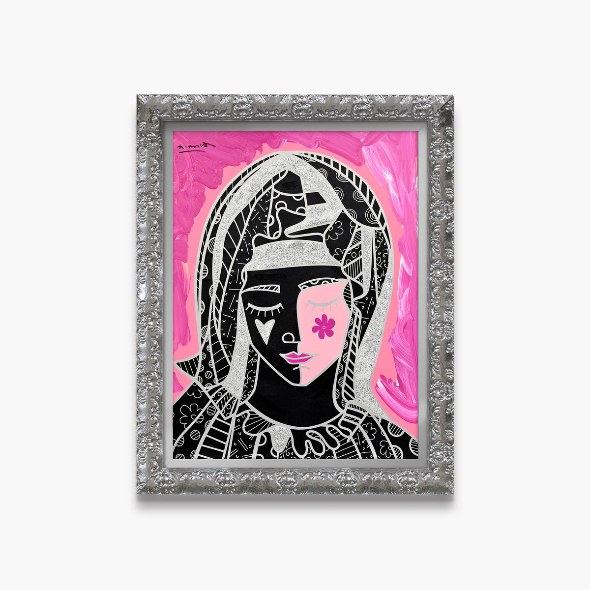 Mother In Pink Silver - Mixed Media Original