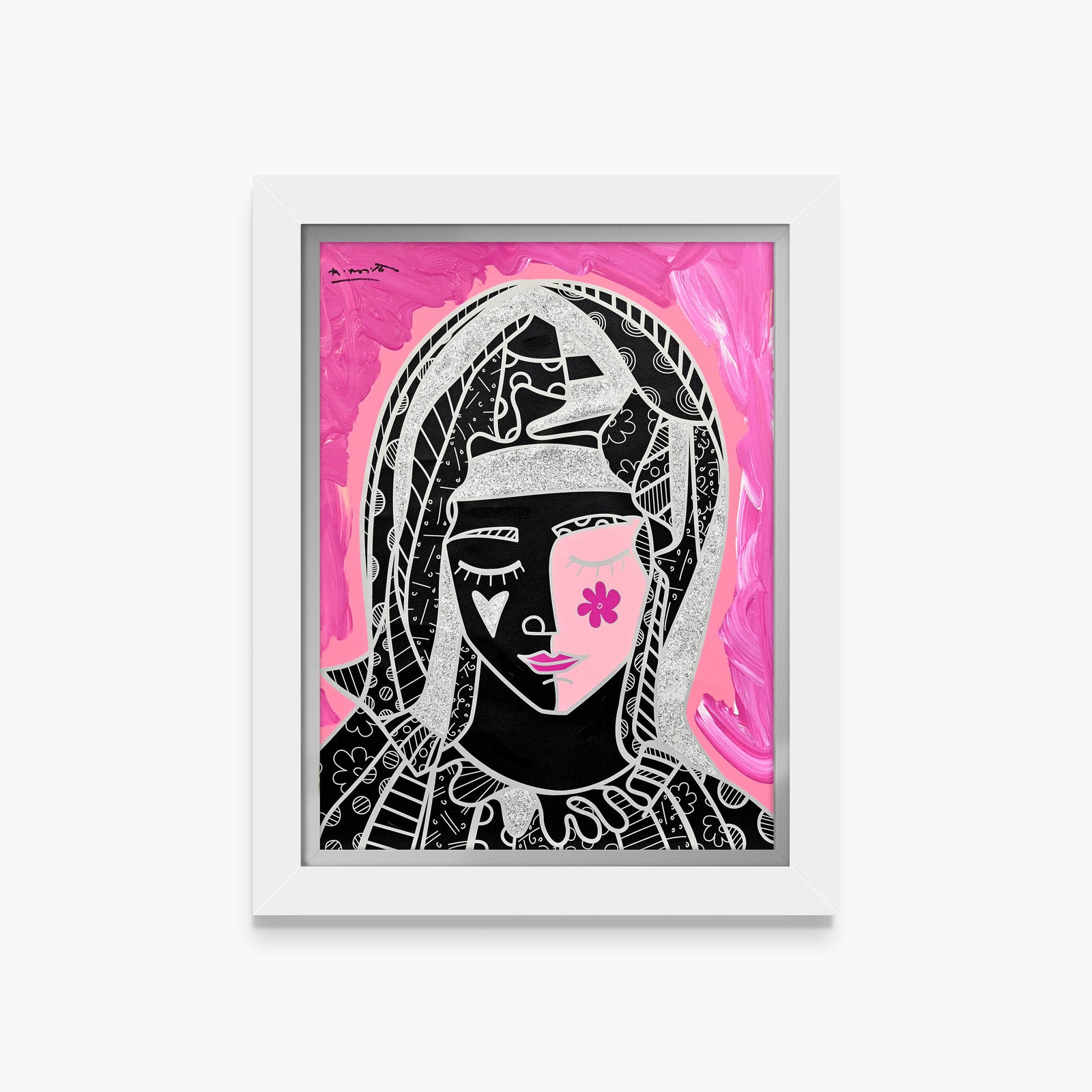 Mother In Pink Silver - Mixed Media Original