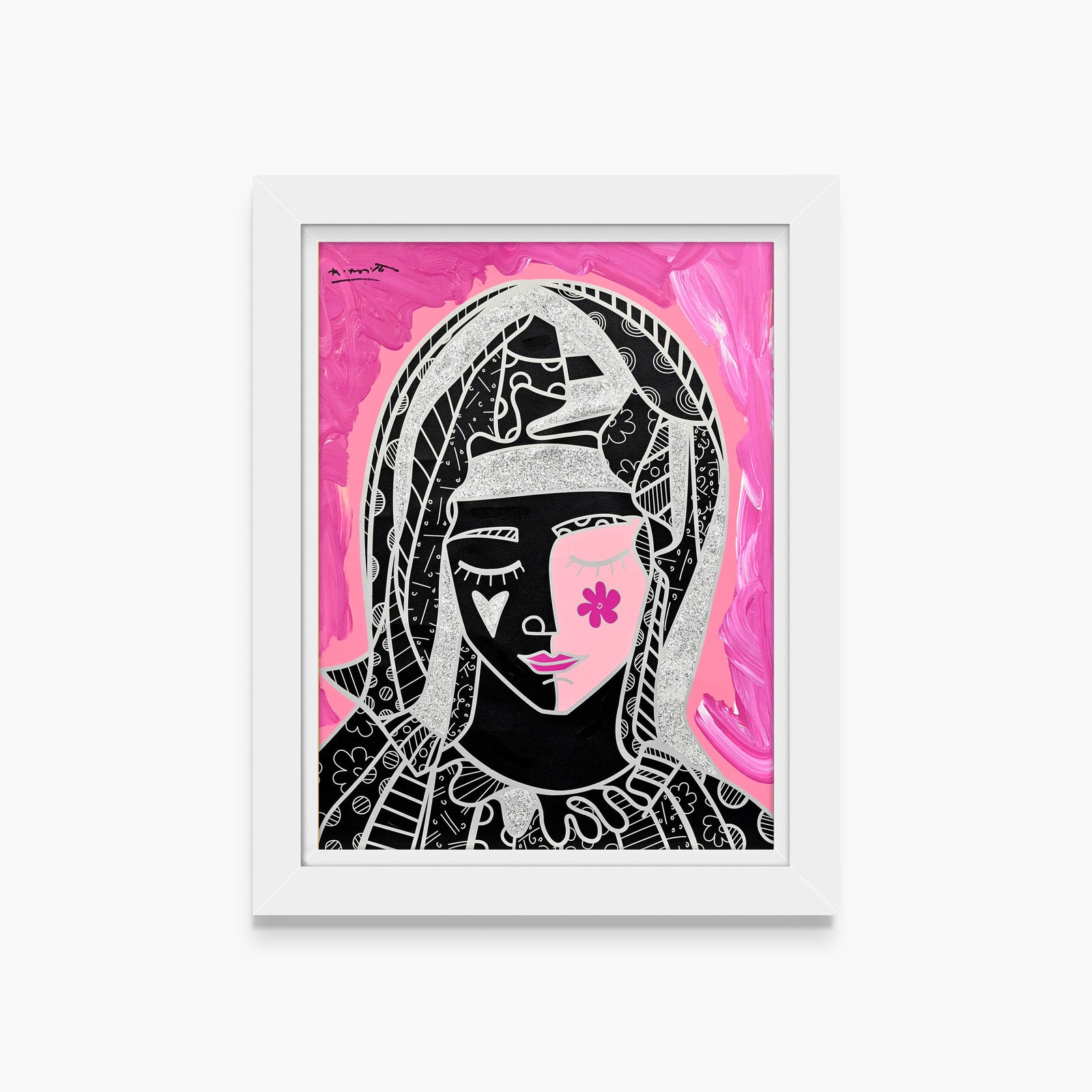 Mother In Pink Silver - Mixed Media Original