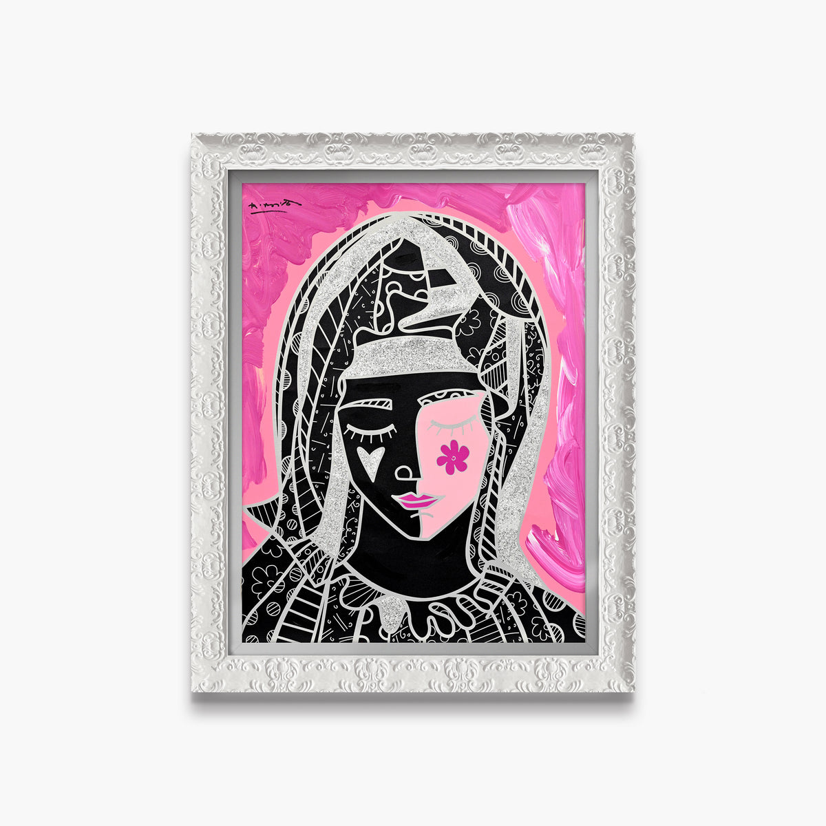 Mother In Pink Silver - Mixed Media Original