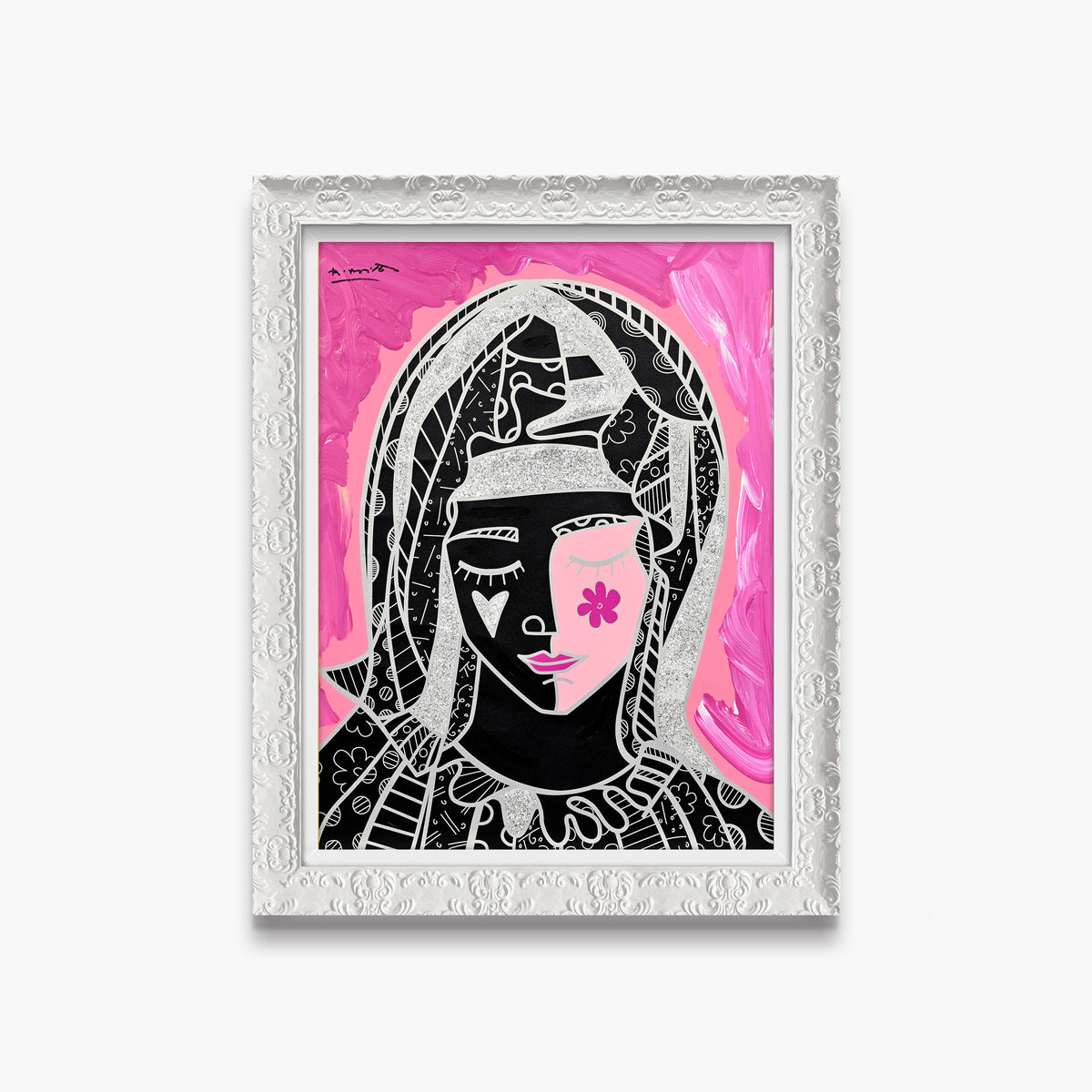 Mother In Pink Silver - Mixed Media Original
