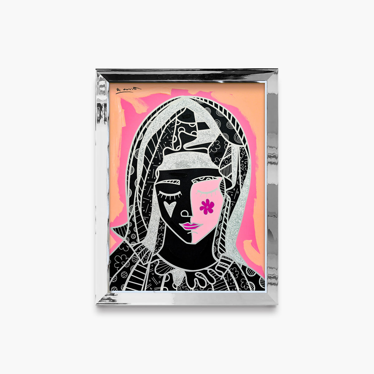 Mother In Pink Silver - Mixed Media Original