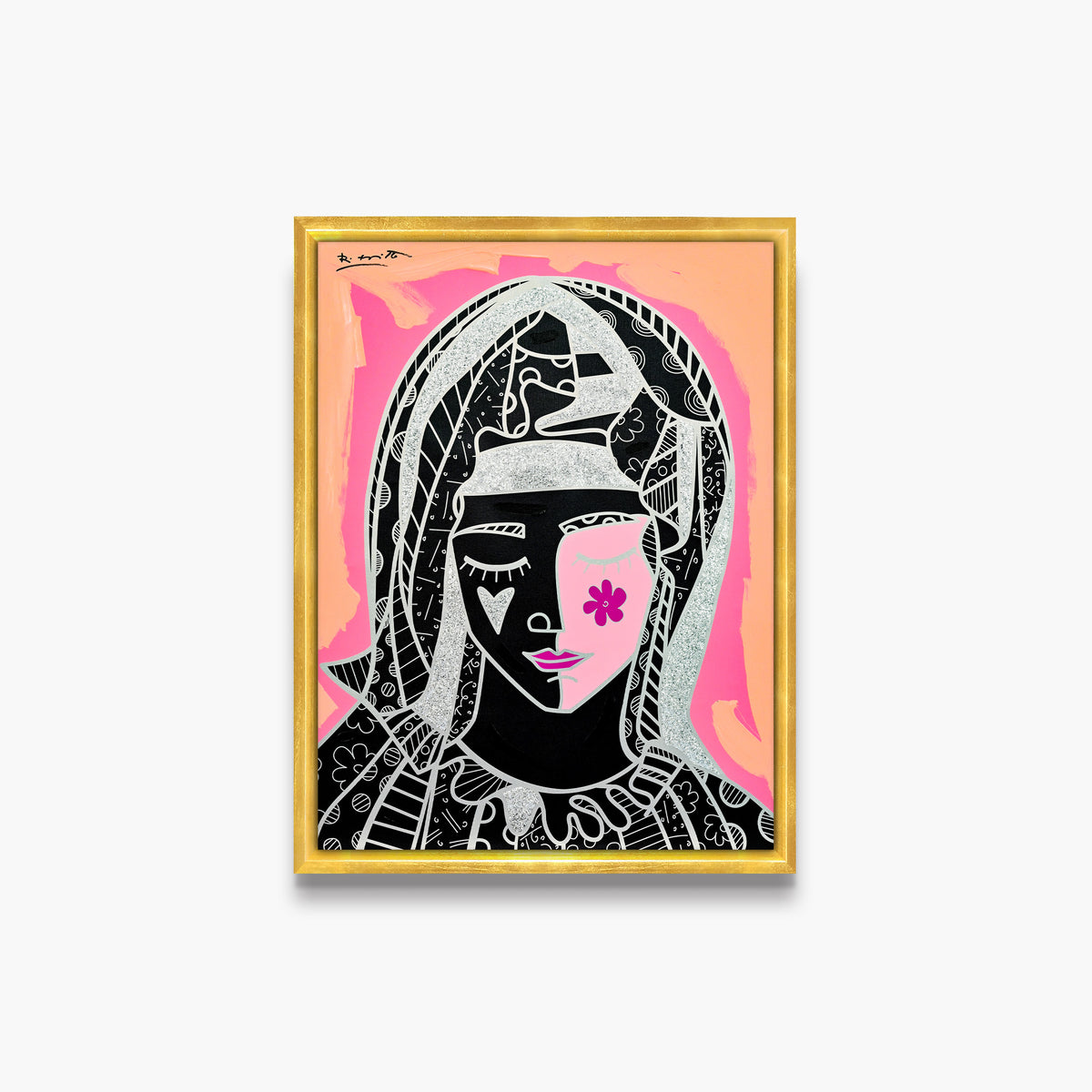 Mother In Pink Silver - Mixed Media Original